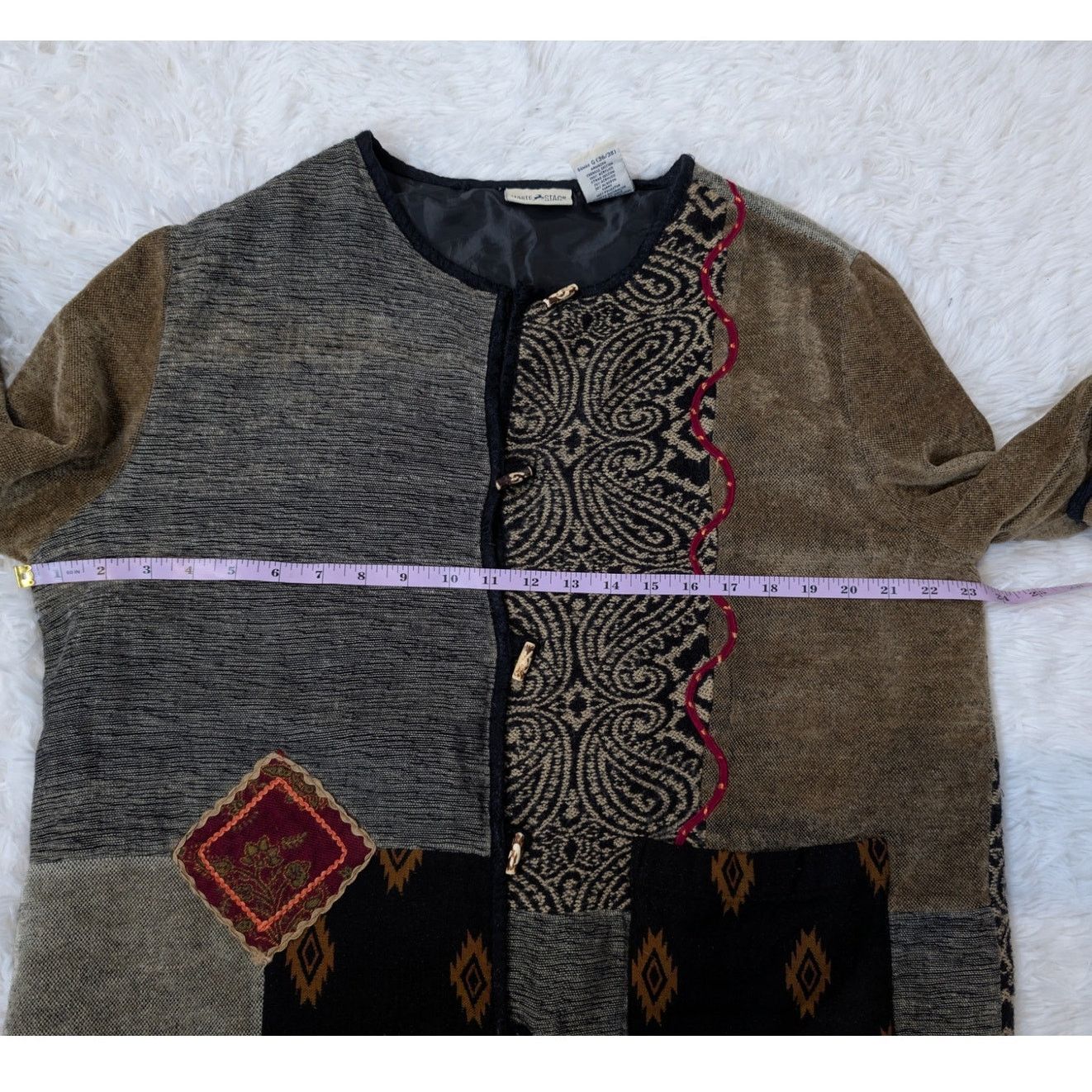 Other White Stag Patchwork Chenille Jacket L Boho Artsy Textured Size L / US 10 / IT 46 - 6 Thumbnail
