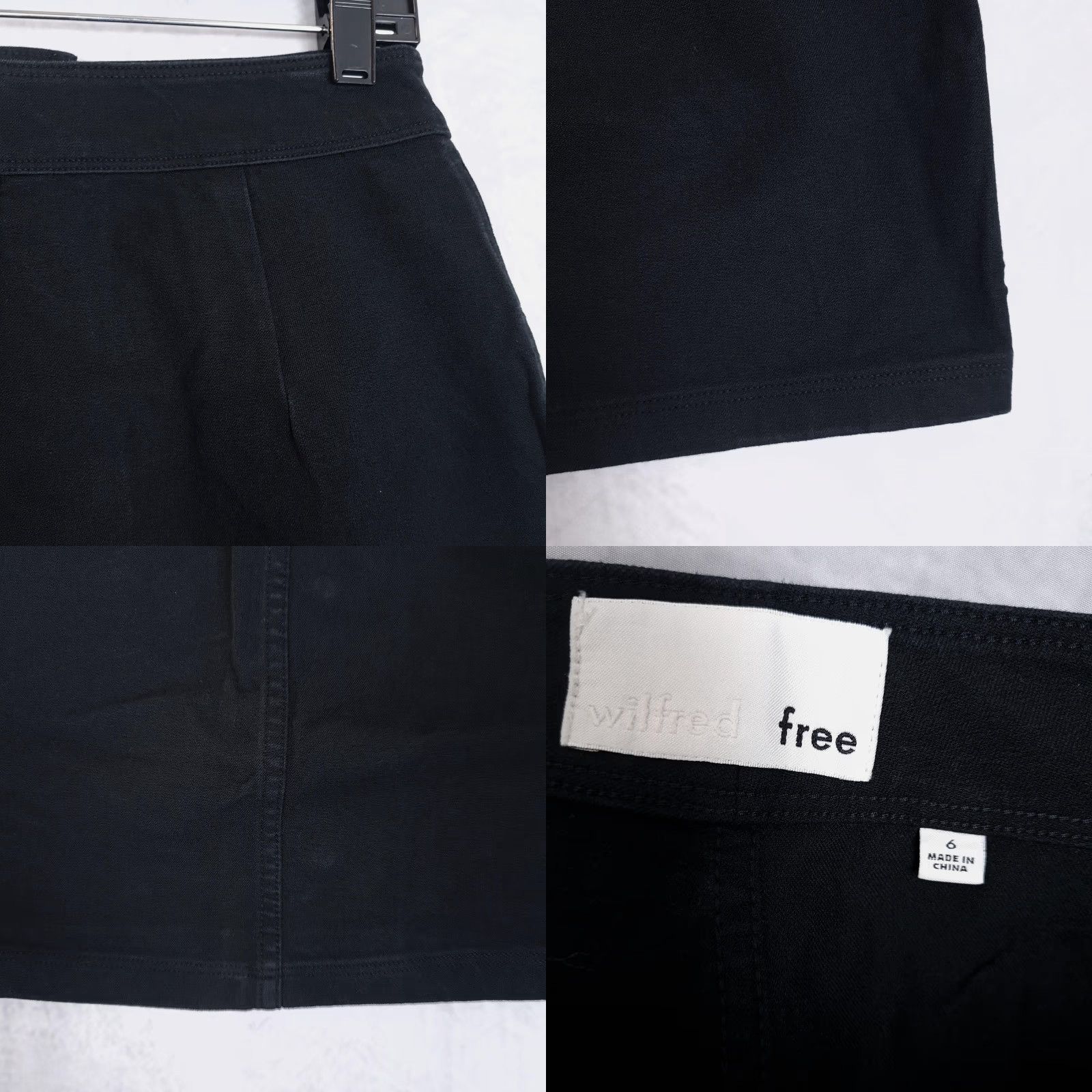 Vintage Wilfred Free Skirt Womens 6 Black Denim A-Line Mini Stretch Button Front Casual Size 28" / US 6 / IT 42 - 9 Thumbnail