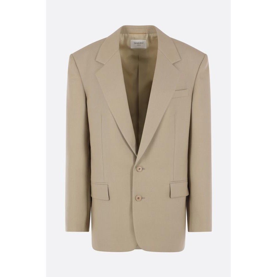 Saint Laurent Paris SAINT LAURENT Beige Wool/Silk Single-Breasted Jacket New & A Size M / US 6-8 / IT 42-44 - 1 Thumbnail