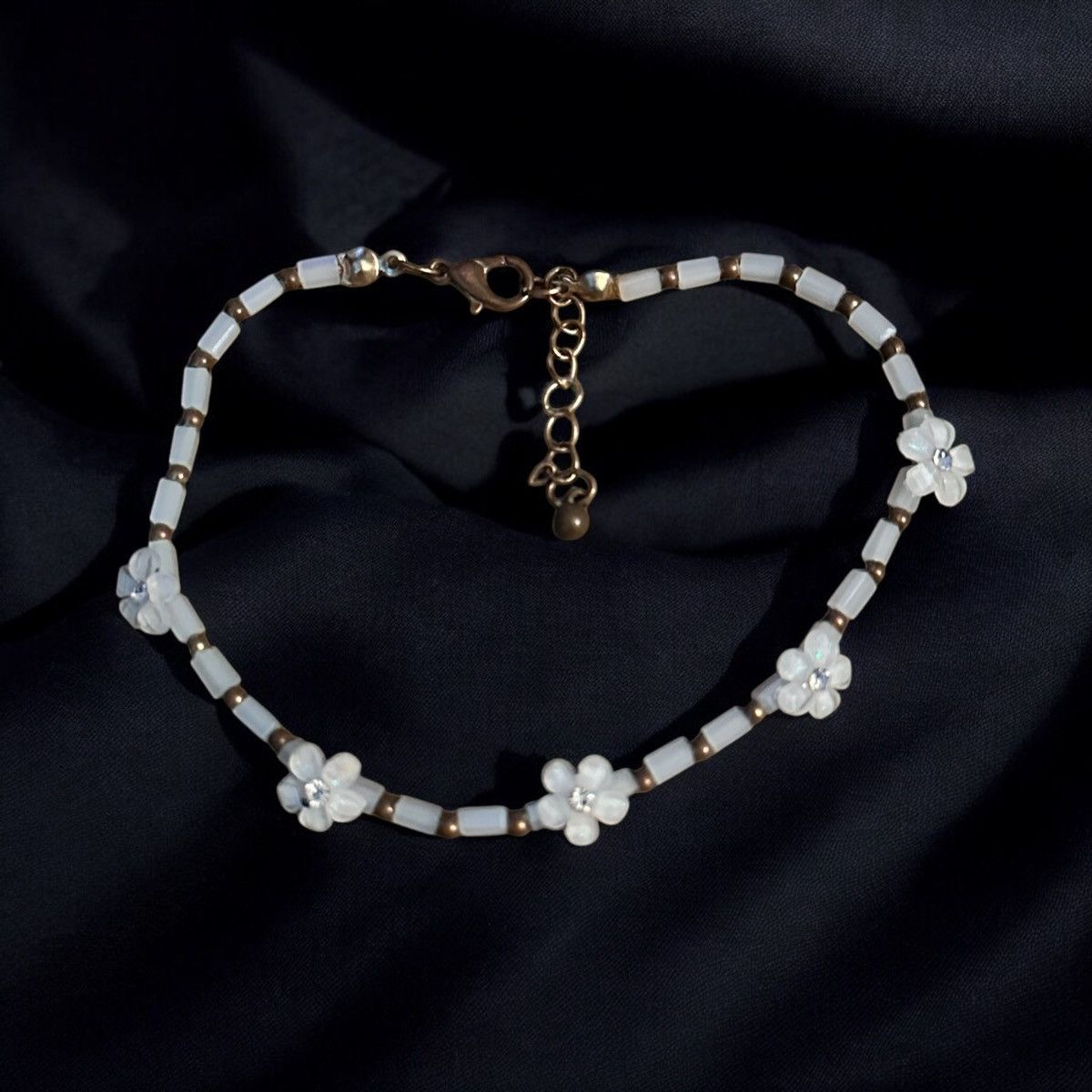 Other Vintage mother of pearl flower bead anklet Size ONE SIZE - 1 Thumbnail