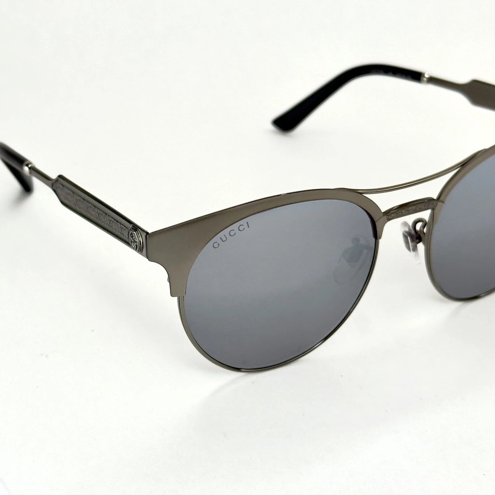 Gucci GUCCI 0075 GG0075S Ruthenium Silver Mirrored Sunglasses 005 Size ONE SIZE - 9 Thumbnail