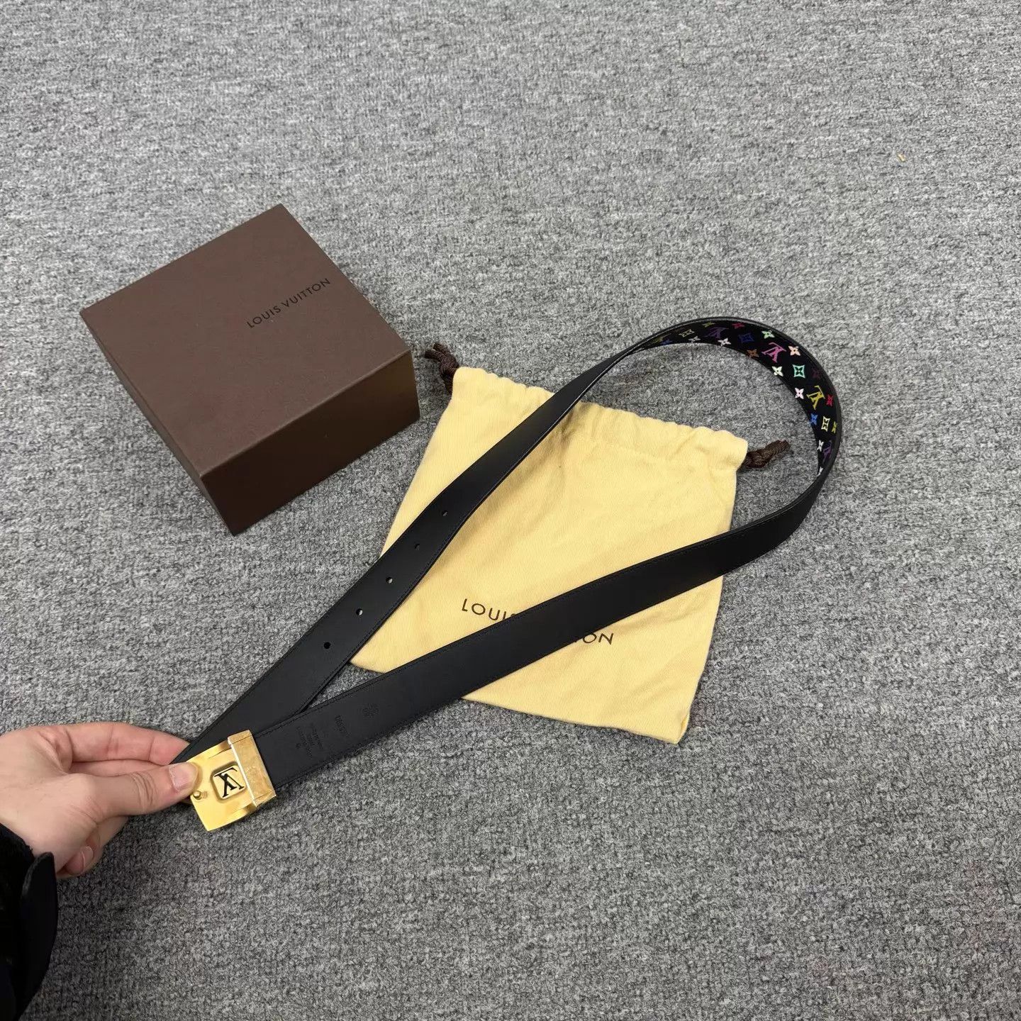 Louis Vuitton LV × Takashi Murakami Black Monogram Belt 99 New 32/80 Size ONE SIZE - 3 Thumbnail