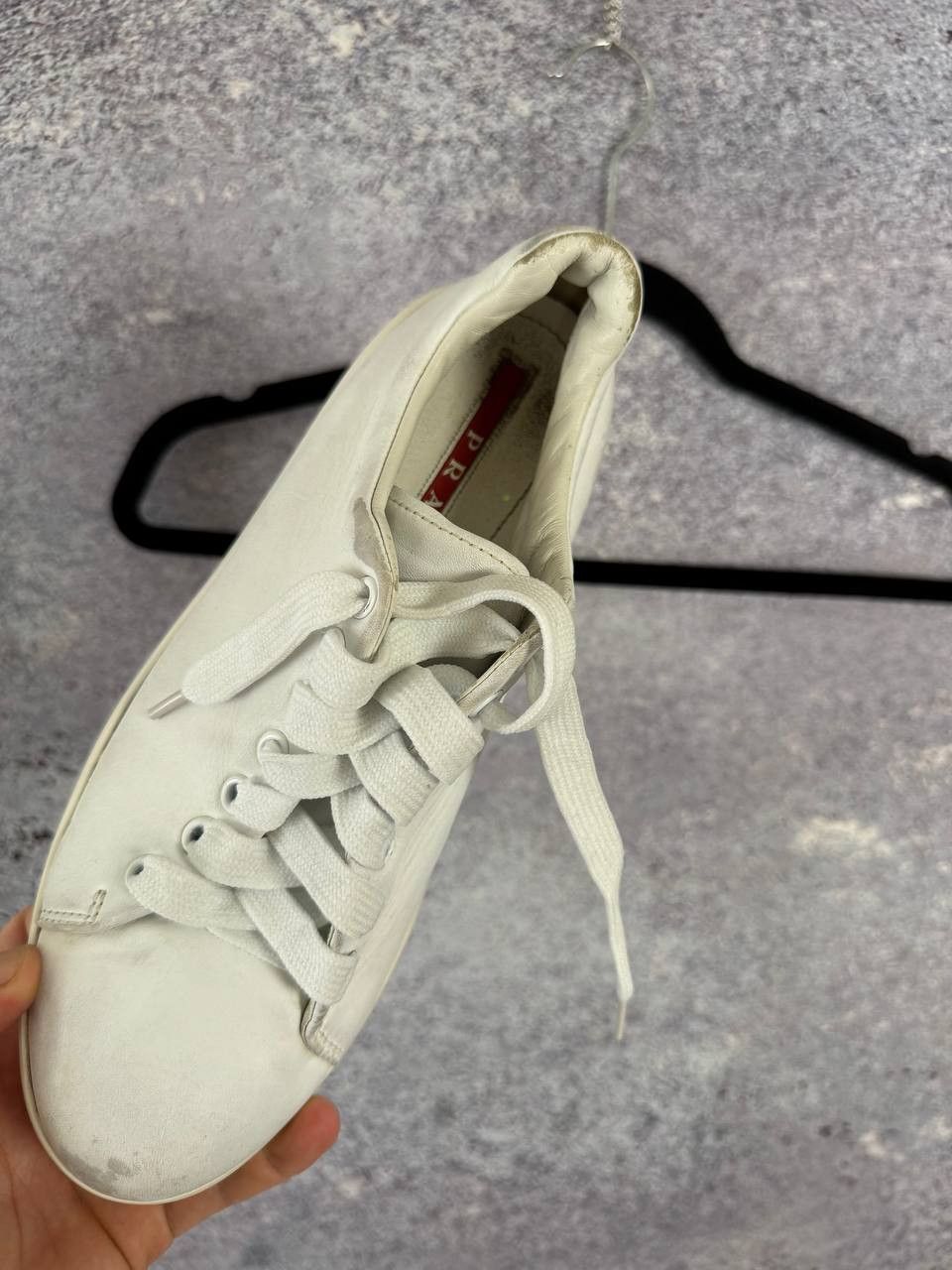 Prada × Vintage Prada Leather Lace-Up Sneakers White Women's 38 Size Size US 8 / IT 38 - 21 Thumbnail