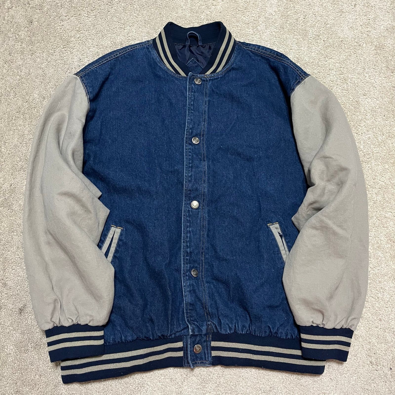 Other Vintage Jon Lauren Apparel Denim Canvas Sleeve Bomber Jacket Size US L / EU 52-54 / 3 - 1 Thumbnail