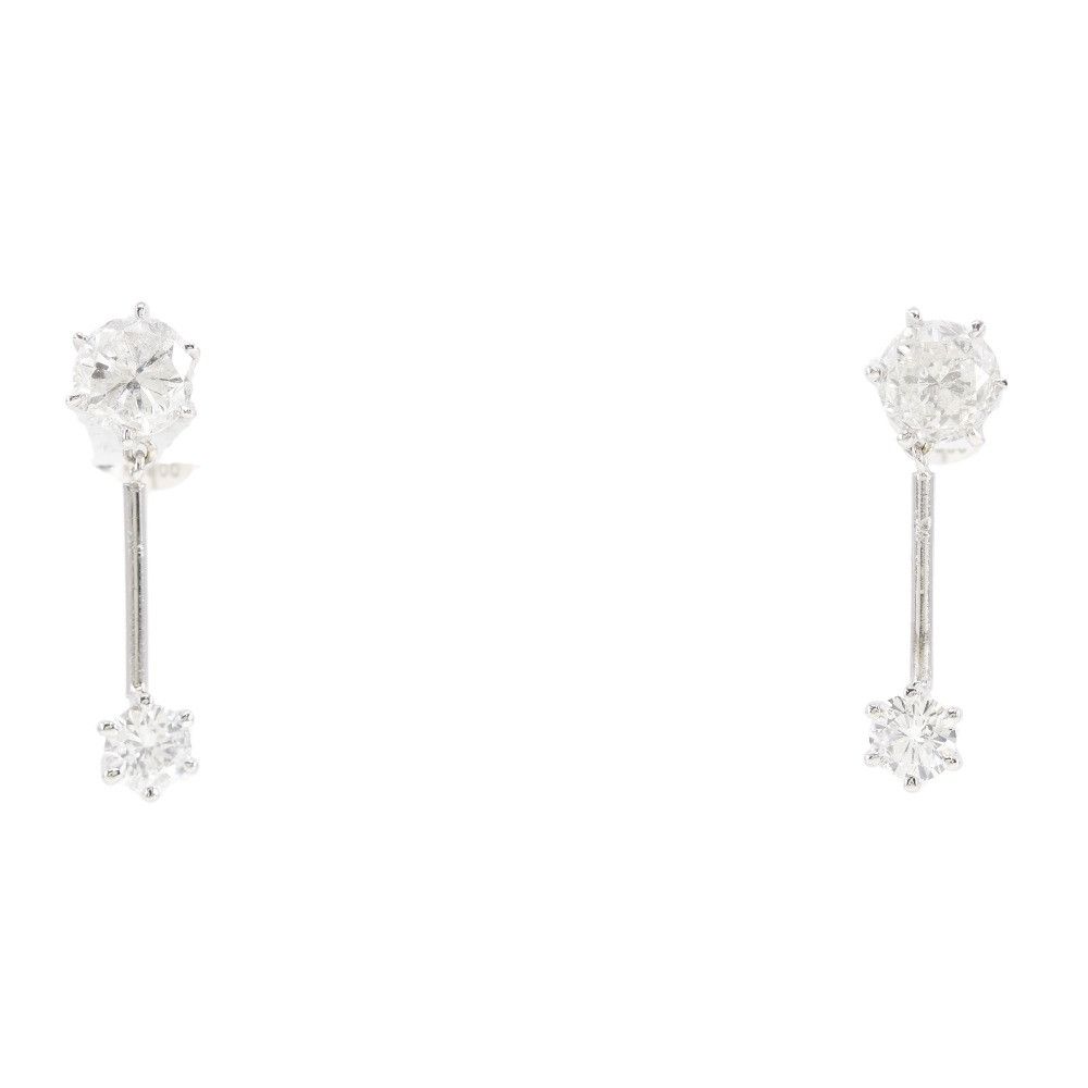 image of Other Platinum Diamond Drop Earrings in Silver, Women's