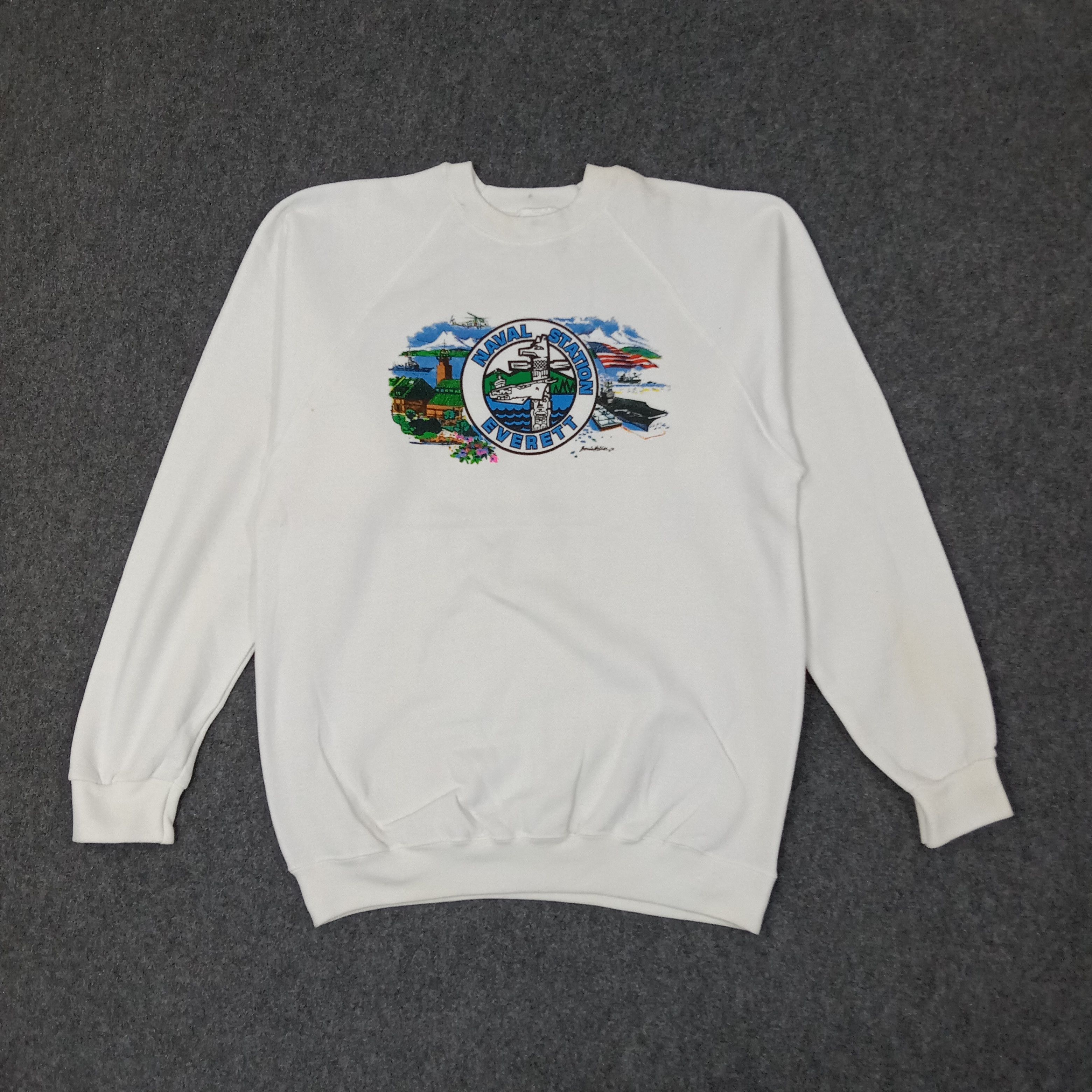 Vintage Naval Station Everett American Streetwear Sweatshirt C227N19 Size US M / EU 48-50 / 2 - 1 Thumbnail