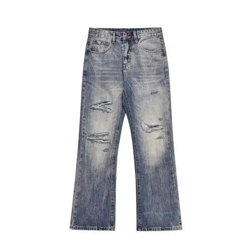 Men's American retro trend distressed ripped flared jeans