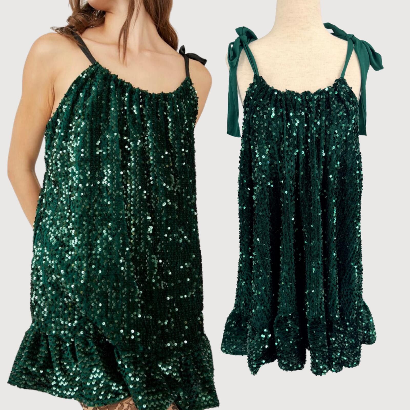 Free People Free People Nova Sequin Mini Dress Emerald M Size M / US 6-8 / IT 42-44 - 1 Thumbnail