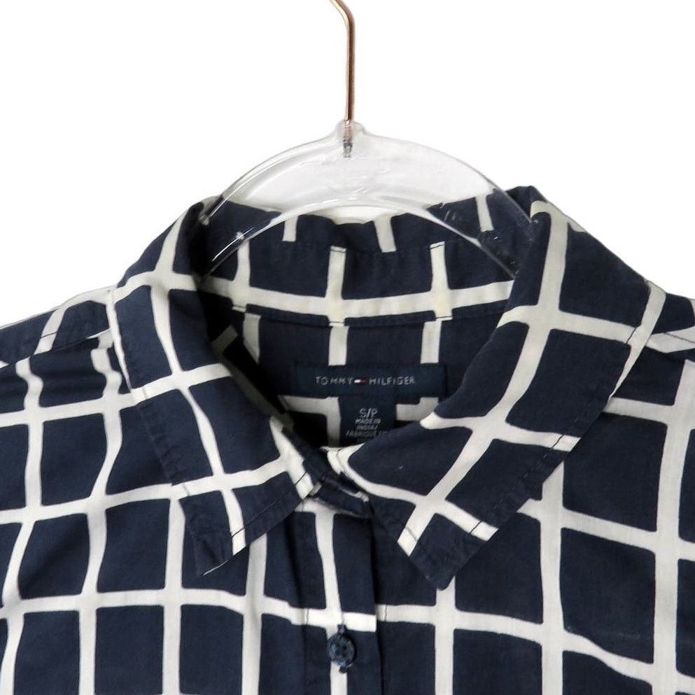 Tommy Hilfiger Tommy Hilfiger Navy Blue Grid Block Button Down Shirt Small Size S / US 4 / IT 40 - 3 Thumbnail