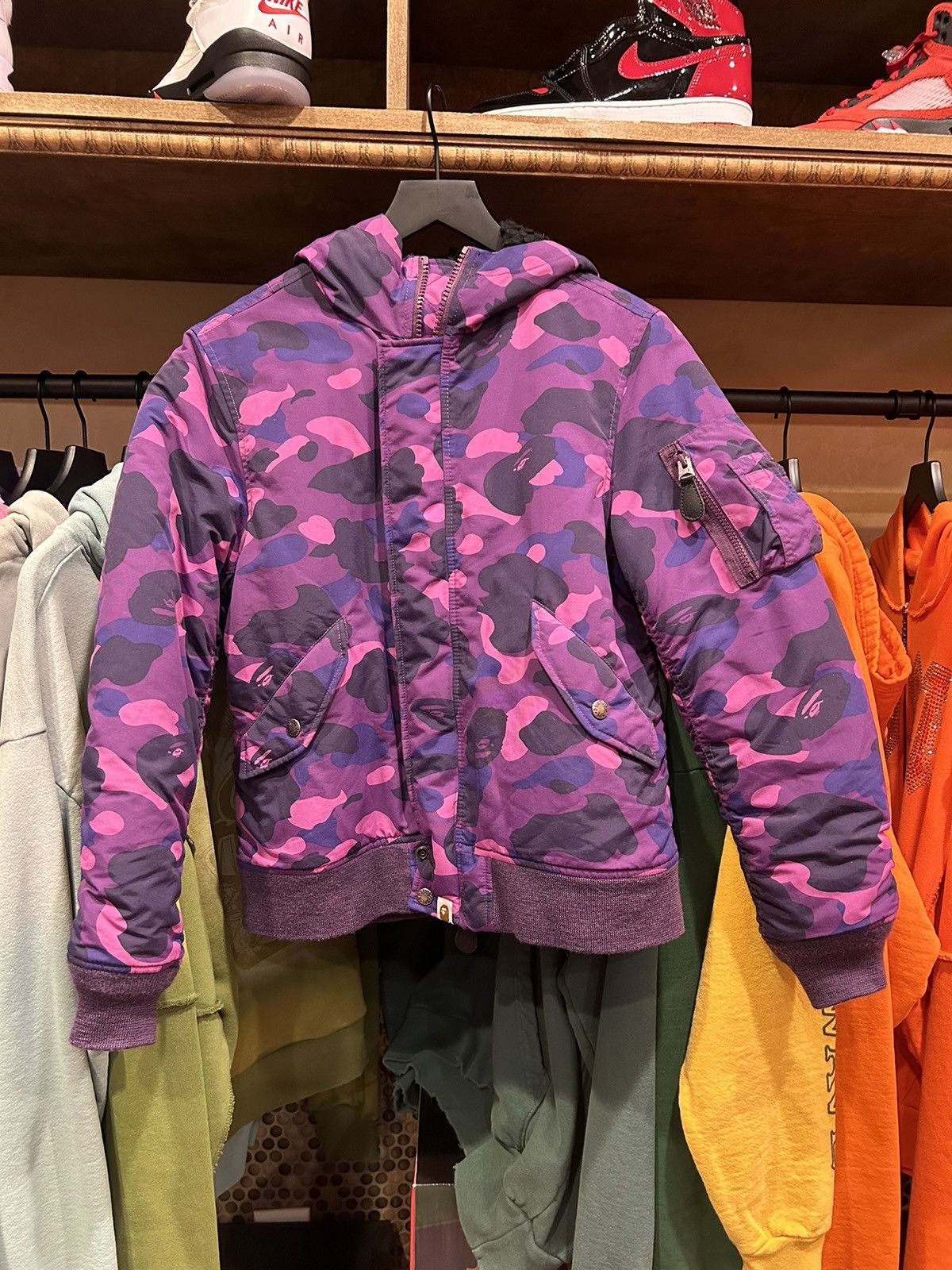 image of Bape Color Camo Hoodie Jacket in Purple, Women's (Size XS)