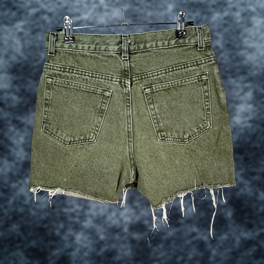 Denime VINTAGE IOU Denim Cut-Off Shorts 90s Green Womens 29 Gold Space? Size 29" - 1 Thumbnail