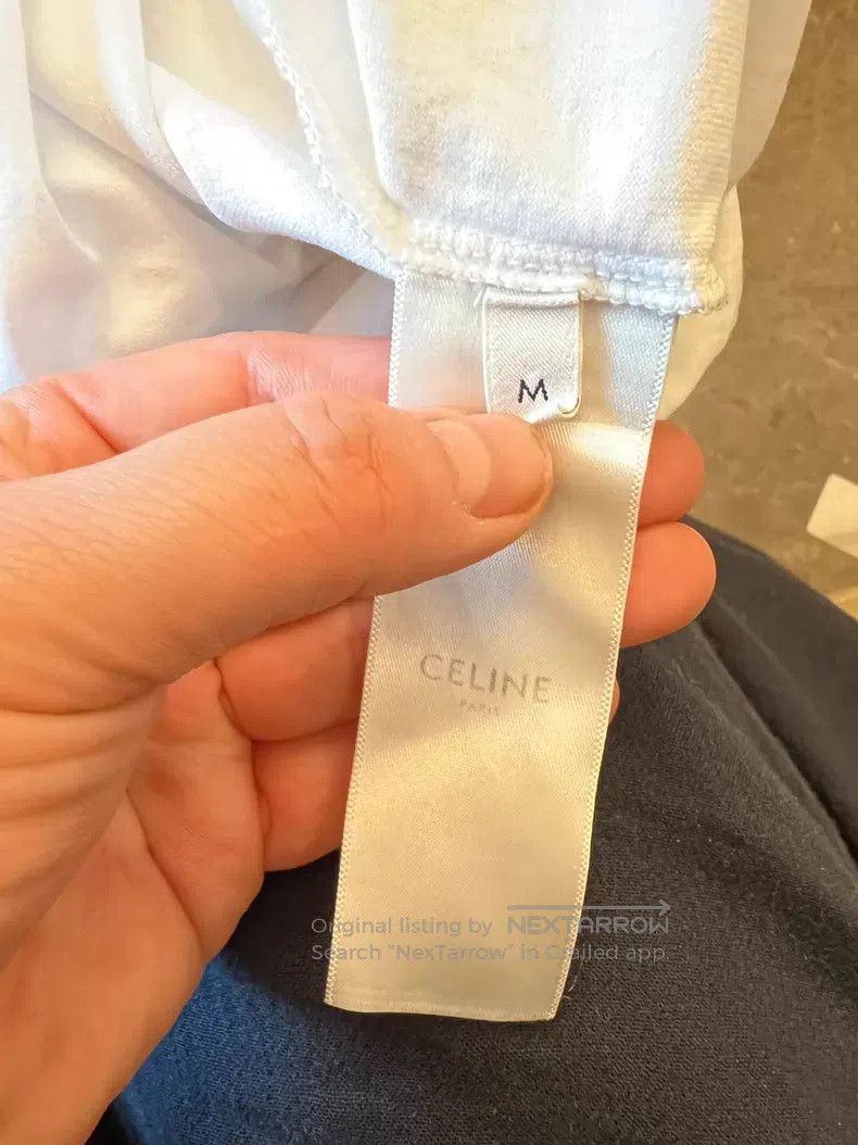 Celine CELINE Classic Gold Logo White Short Sleeve Size US M / EU 48-50 / 2 - 5 Thumbnail