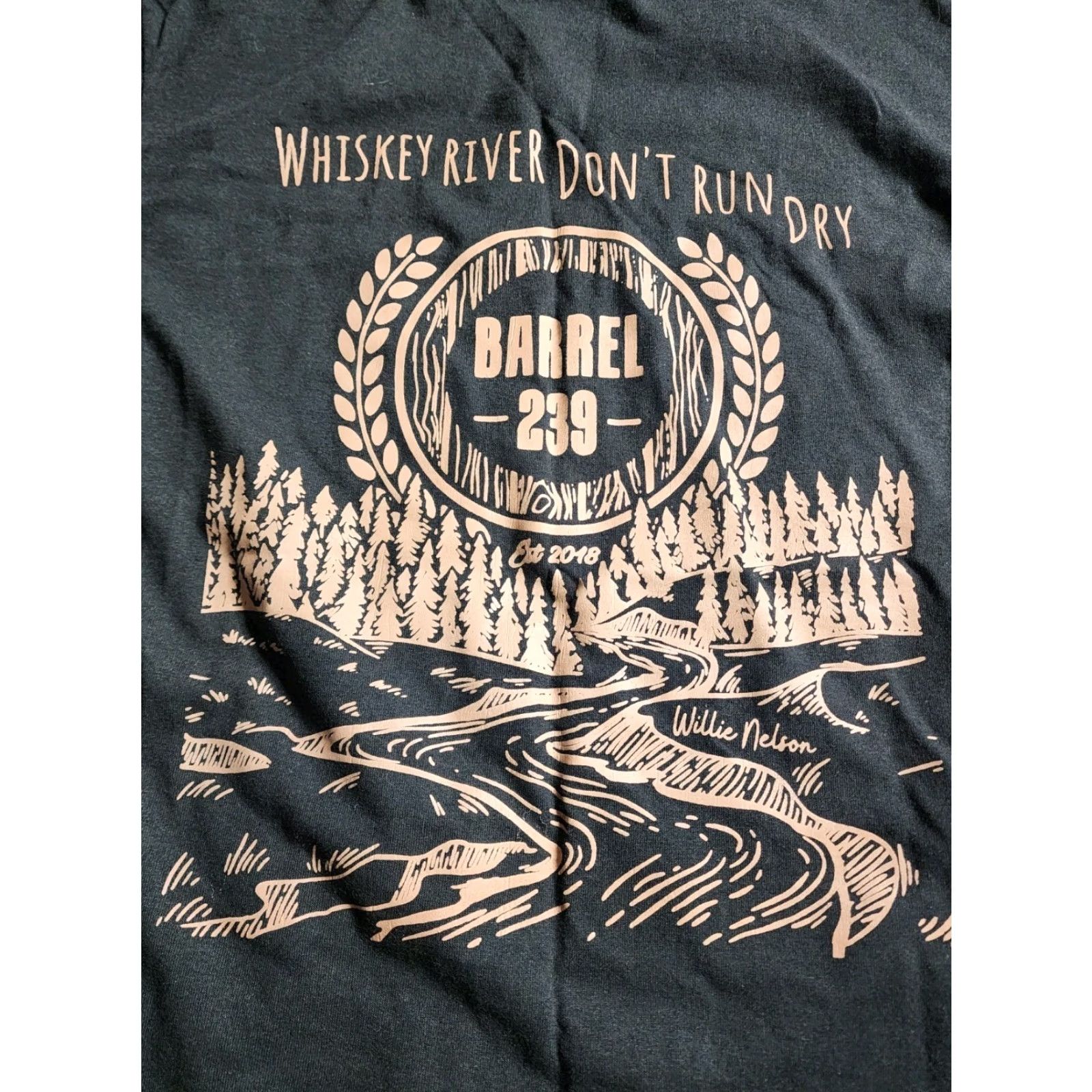 Port & Company Port & Company Mens M T-Shirt Black Crew Neck Short Sleeve Double-Sided Quote Whiskey River Don't Run Dry Willie Nelson Quote T Shirt Size US M / EU 48-50 / 2 - 4 Thumbnail