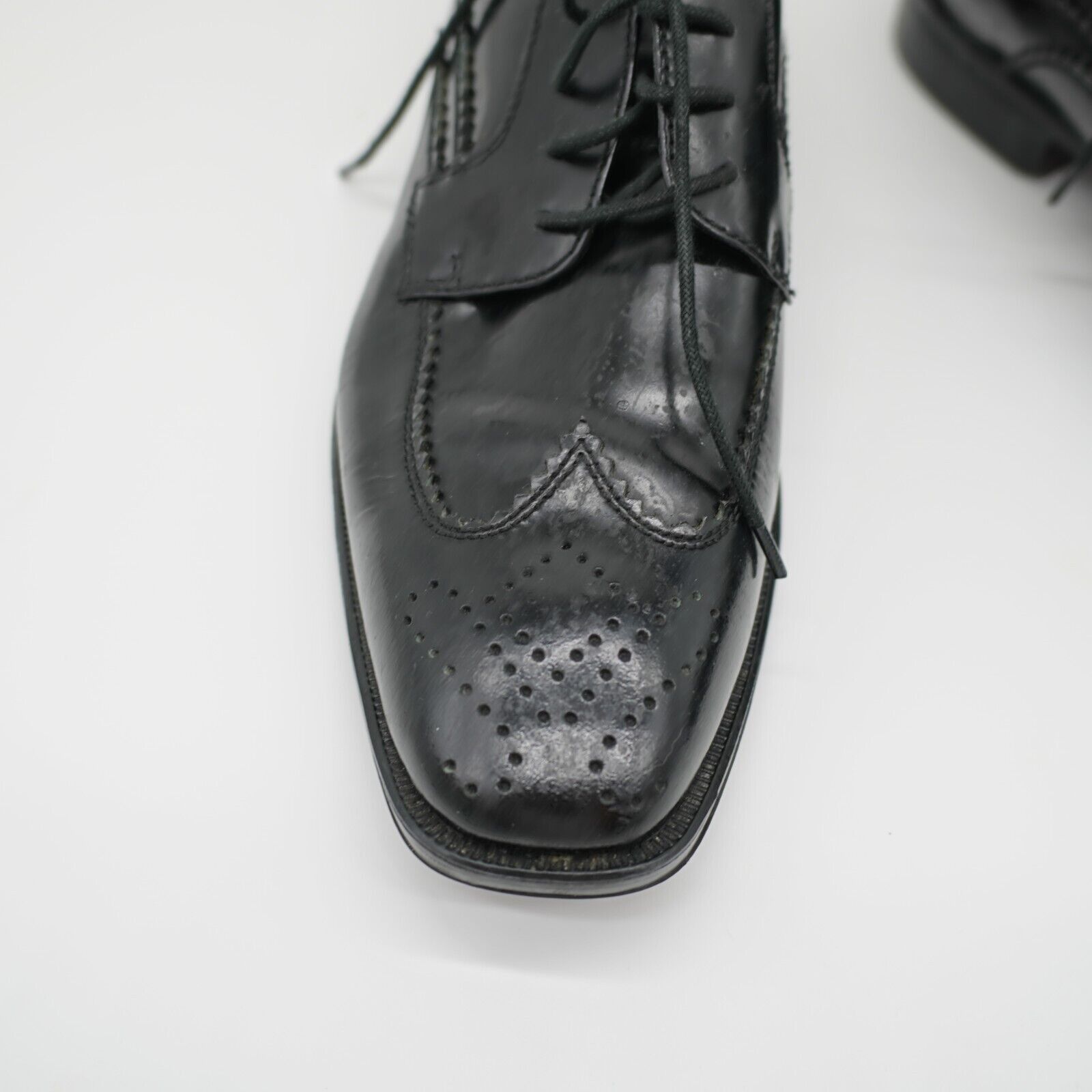 Johnston & Murphy Johnston & Murphy Black Leather Brogue Wing Tip 9 M Dress Sh Size US 9 / EU 42 - 2 Thumbnail