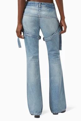 Courreges Solid Color RACER Bootcut Jeans with Adjustable Chaps Straps Size 28" / US 6 / IT 42 - 3 Thumbnail