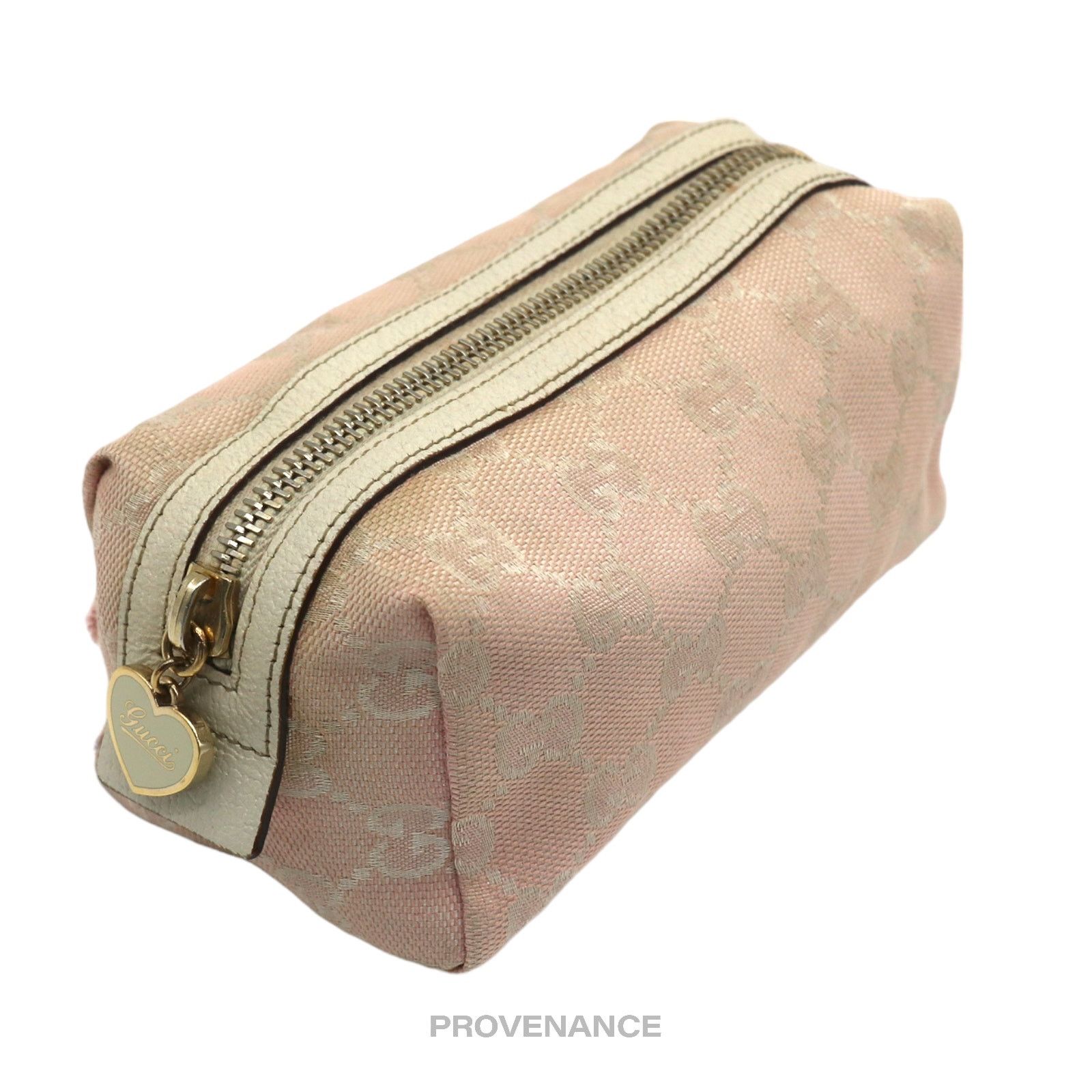 Gucci 🔴 Gucci Cosmetic Pouch - Powder Pink GG Canvas Heart Size ONE SIZE - 5 Thumbnail