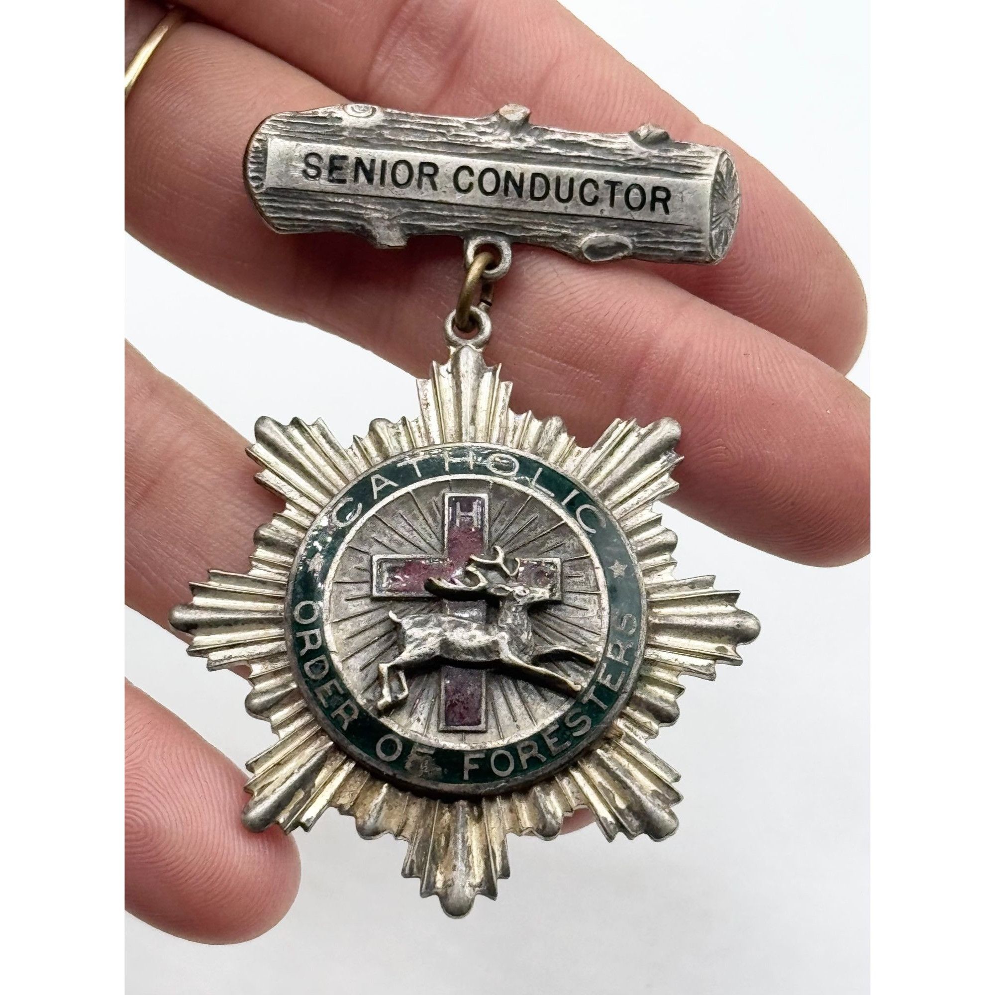 Vintage Robbins co Attleboro Catholic order of foresters enamel meda Size ONE SIZE - 4 Thumbnail