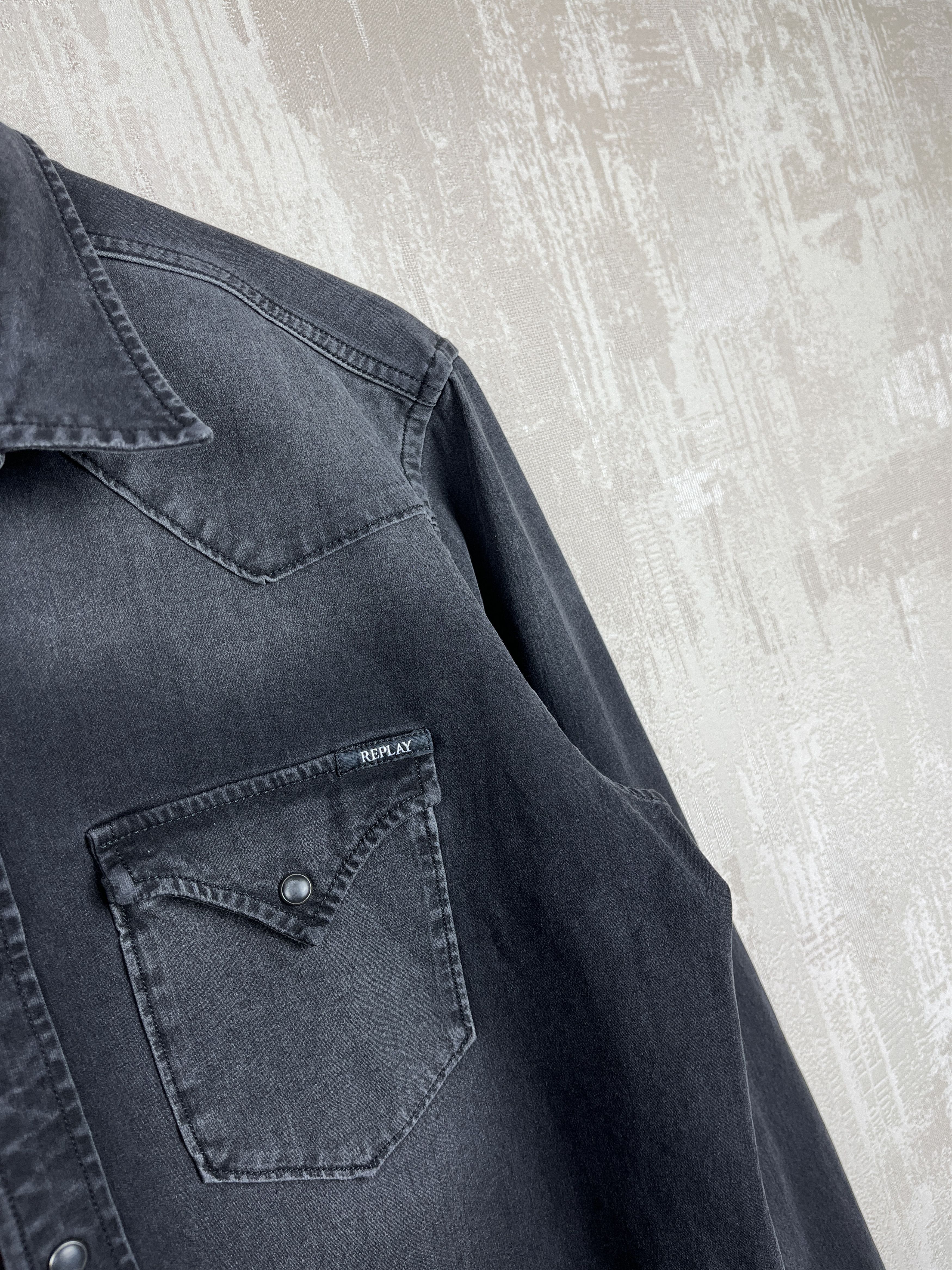 Replay Replay Hyperflex Western Pearl Snap Denim Shirt Slim Fit Size US M / EU 48-50 / 2 - 6 Thumbnail