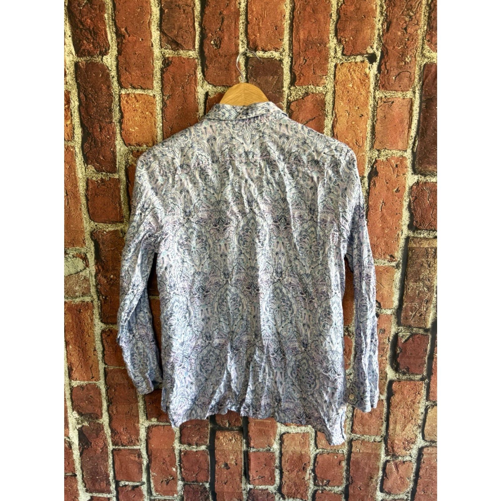 J. Jill J. Jill Button-Up Shirt Womens Linen Long Sleeve Blue Paisley M Size Size M / US 6-8 / IT 42-44 - 2 Thumbnail
