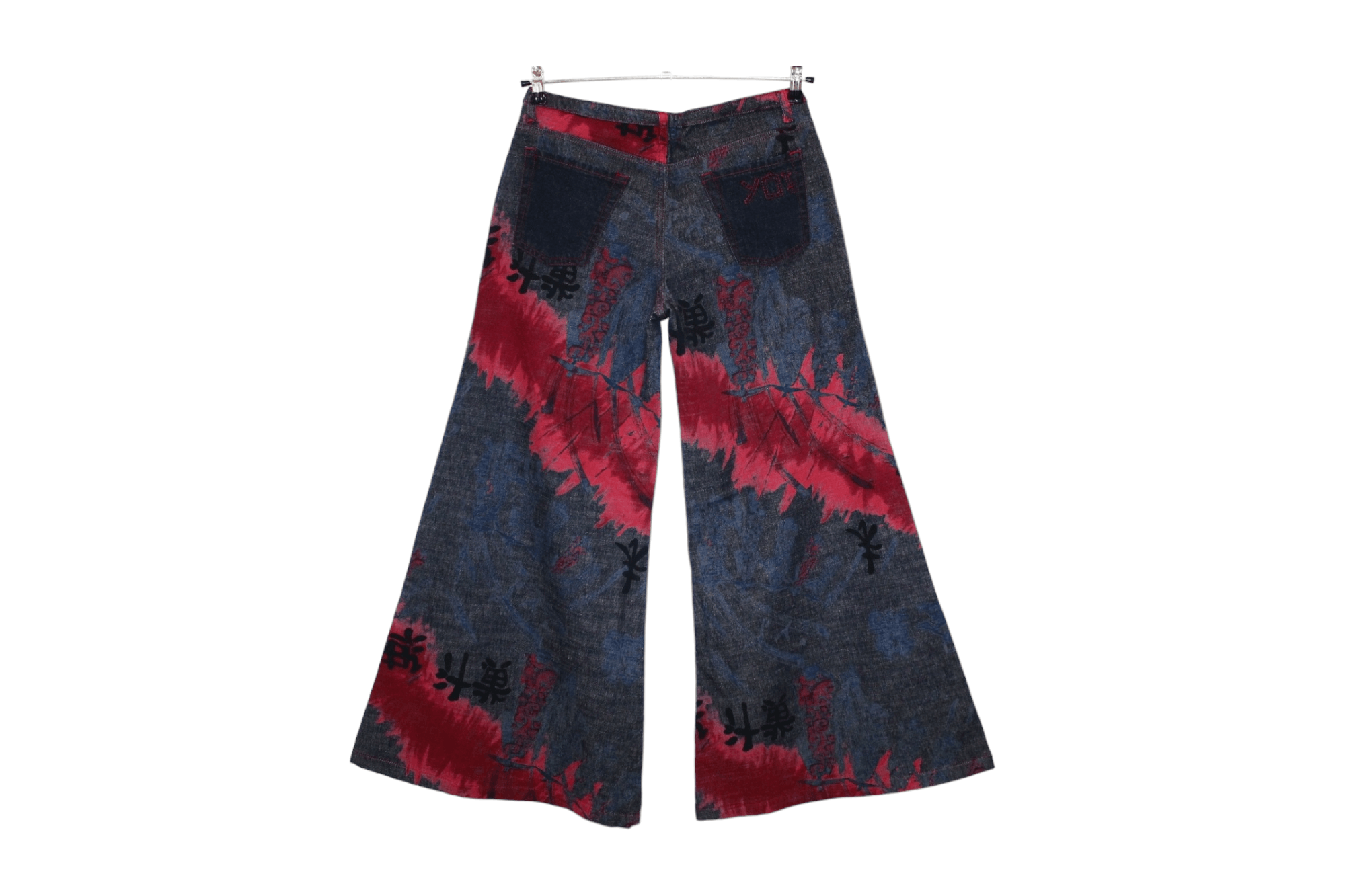 If Six Was Nine 💥YO! Japan Artwork Gold Taped Trim Crazy Flared Rap Jeans Size US 32 / EU 48 - 2 Thumbnail