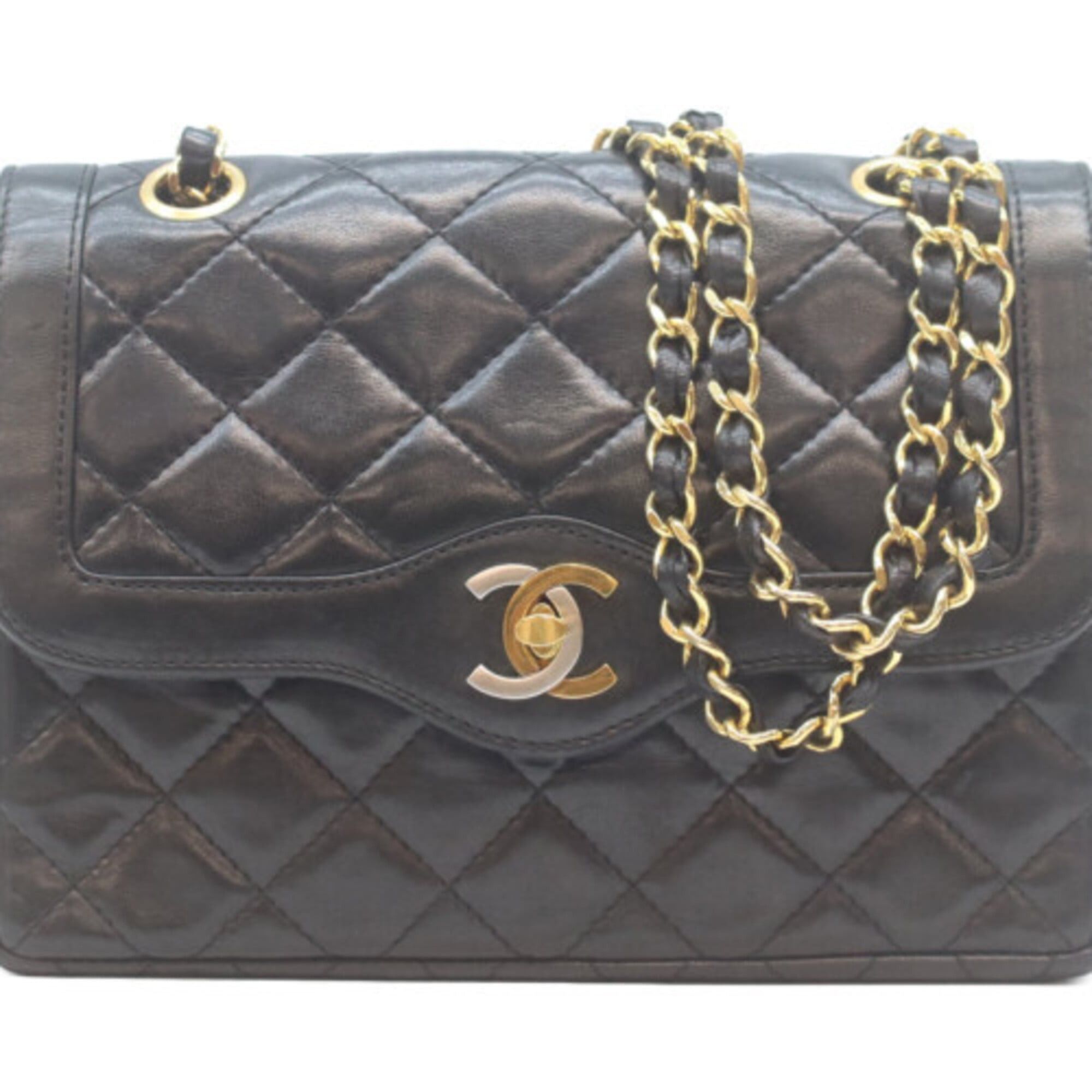 Chanel CHANEL Lambskin Double Flap Mini Matelassé 22 Shoulder Bag, Paris Limited Edition, Black with Gold & Silver Hardware, Women's Size ONE SIZE - 1 Thumbnail