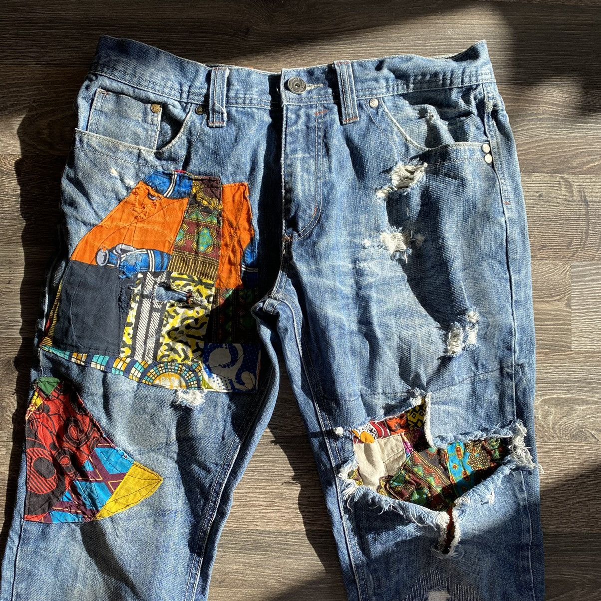 Vintage Custom patch work denim pants Size US 34 / EU 50 - 4 Thumbnail