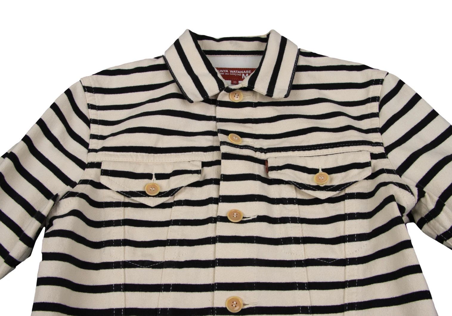 Junya Watanabe Cotton Striped Trucker Jacket in Ivory and Black, Size XS Size US XS / EU 42 / 0 - 2 Thumbnail