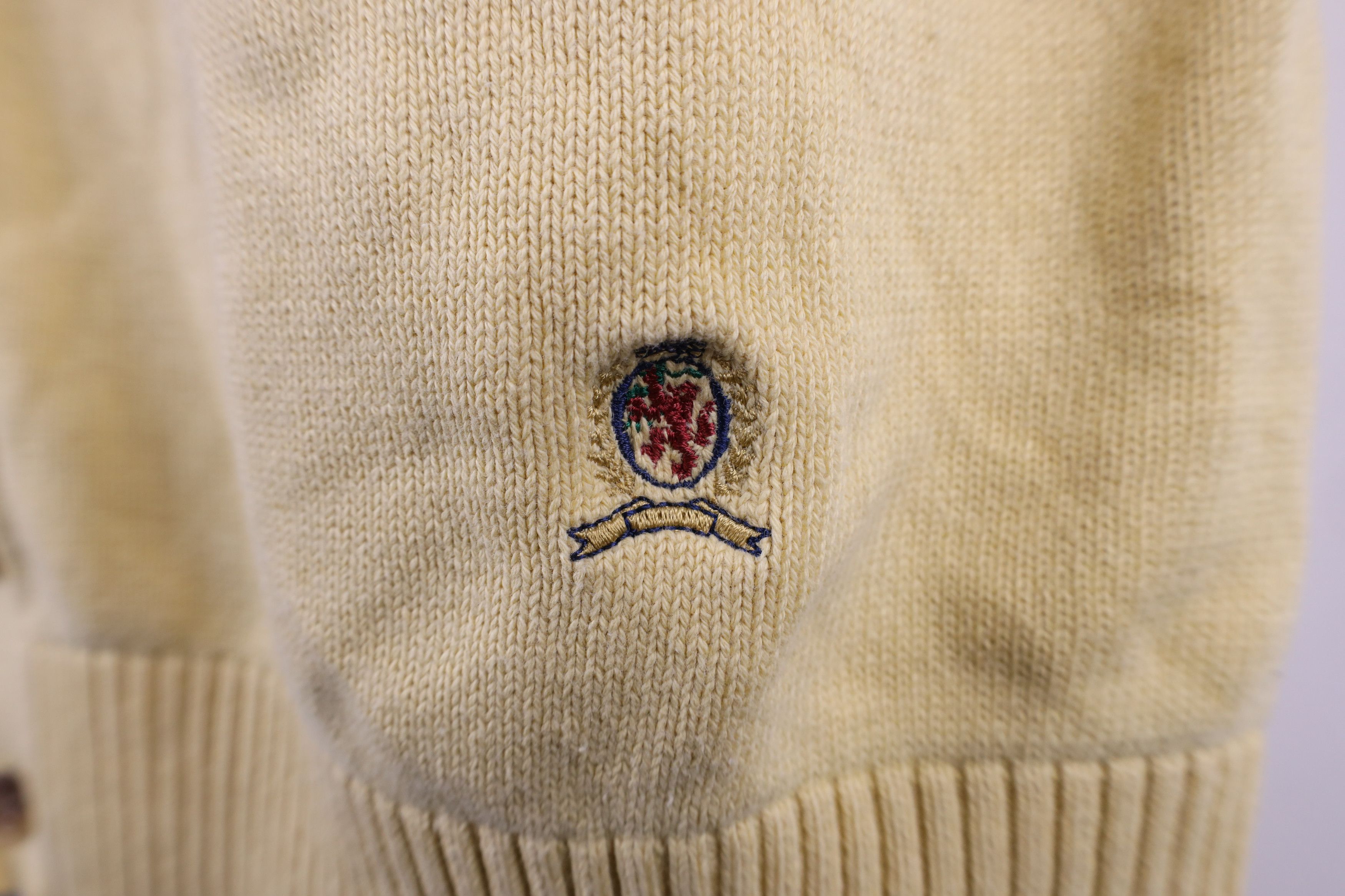 Tommy Hilfiger × Vintage Vintage 90s Tommy Hilfiger Knit Cardigan Sweater Vest Yellow Size US XL / EU 56 / 4 - 4 Thumbnail