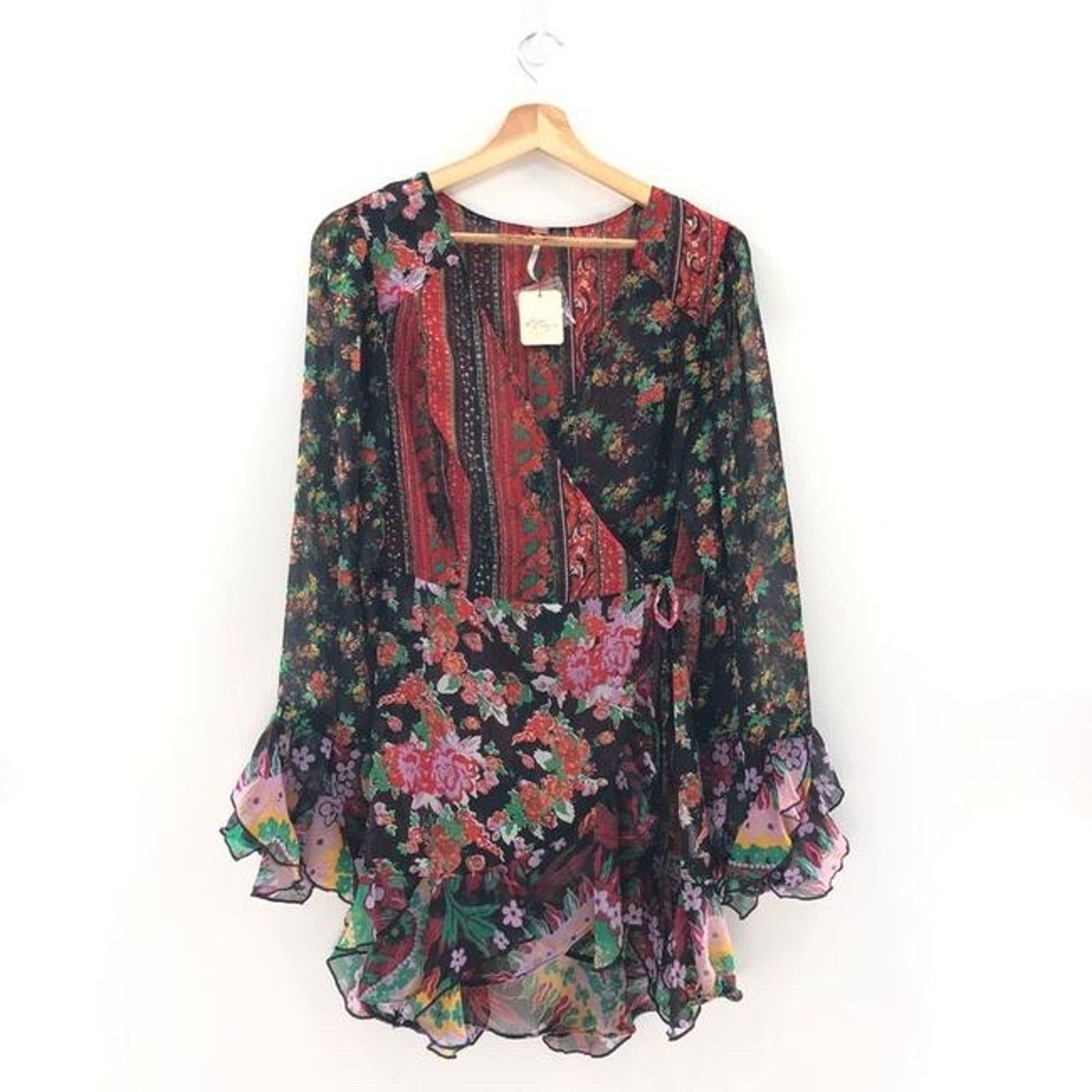 Free People Free People Magic Hour Sheer Floral Wrap Tunic Top Small Size S / US 4 / IT 40 - 1 Thumbnail
