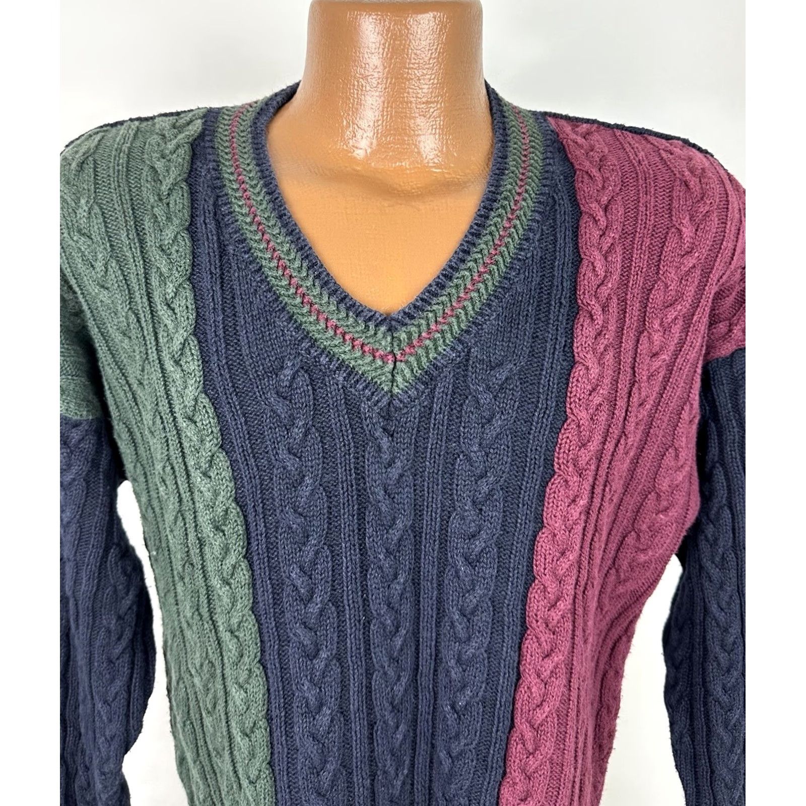Roundtree & Yorke VINTAGE Roundtree & Yorke Sweater Mens M Cable-Knit Pullover Navy Blue 90s Bohemian Grunge Retro 80s Casual Mens Size US M / EU 48-50 / 2 - 2 Thumbnail