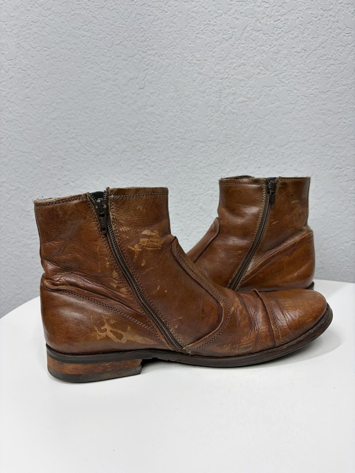 Hedi Slimane Vintage 00s Guidi CCP Style Distressed Leather Biker Boots Size US 8 / EU 41 - 8 Thumbnail