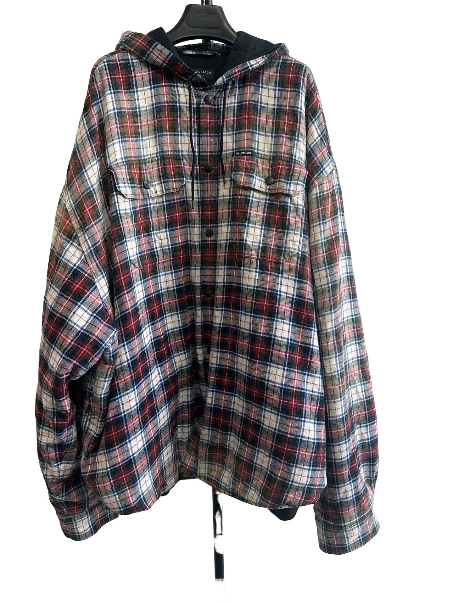 Balenciaga Balenciaga Plaid Hooded Padded Shirt Jacket US L Size US L / EU 52-54 / 3 - 1 Thumbnail