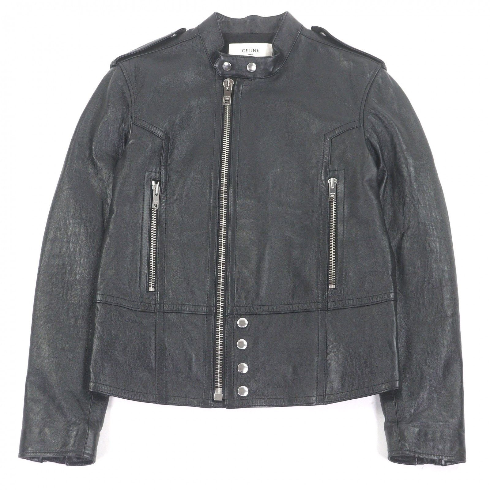 Celine Celine CELINE Lambskin Padded Stand Collar Rider Jacket Leather Outerwear DUTY FREE for USA Size ONE SIZE - 1 Thumbnail