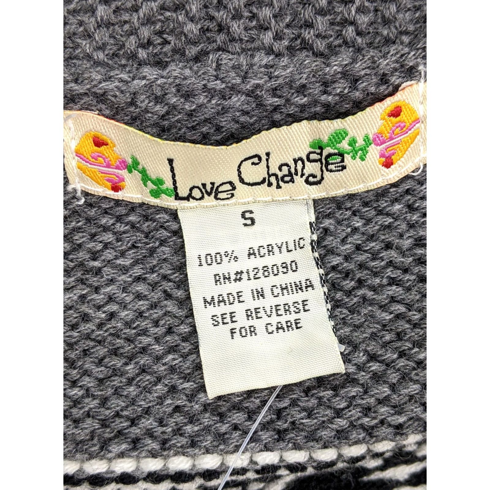 Changes Love Change Women S Gray White Knit Sweater Fair Isle Cowl Neck Pullover S Gray Woolless Knit Pullover Womens Sweater Size S / US 4 / IT 40 - 2 Thumbnail