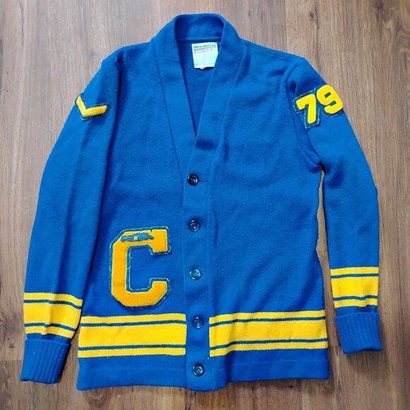 Other Vintage 70s Cheerleader Striped Cardigan Sweater Size XS / US 0-2 / IT 36-38 - 1 Thumbnail