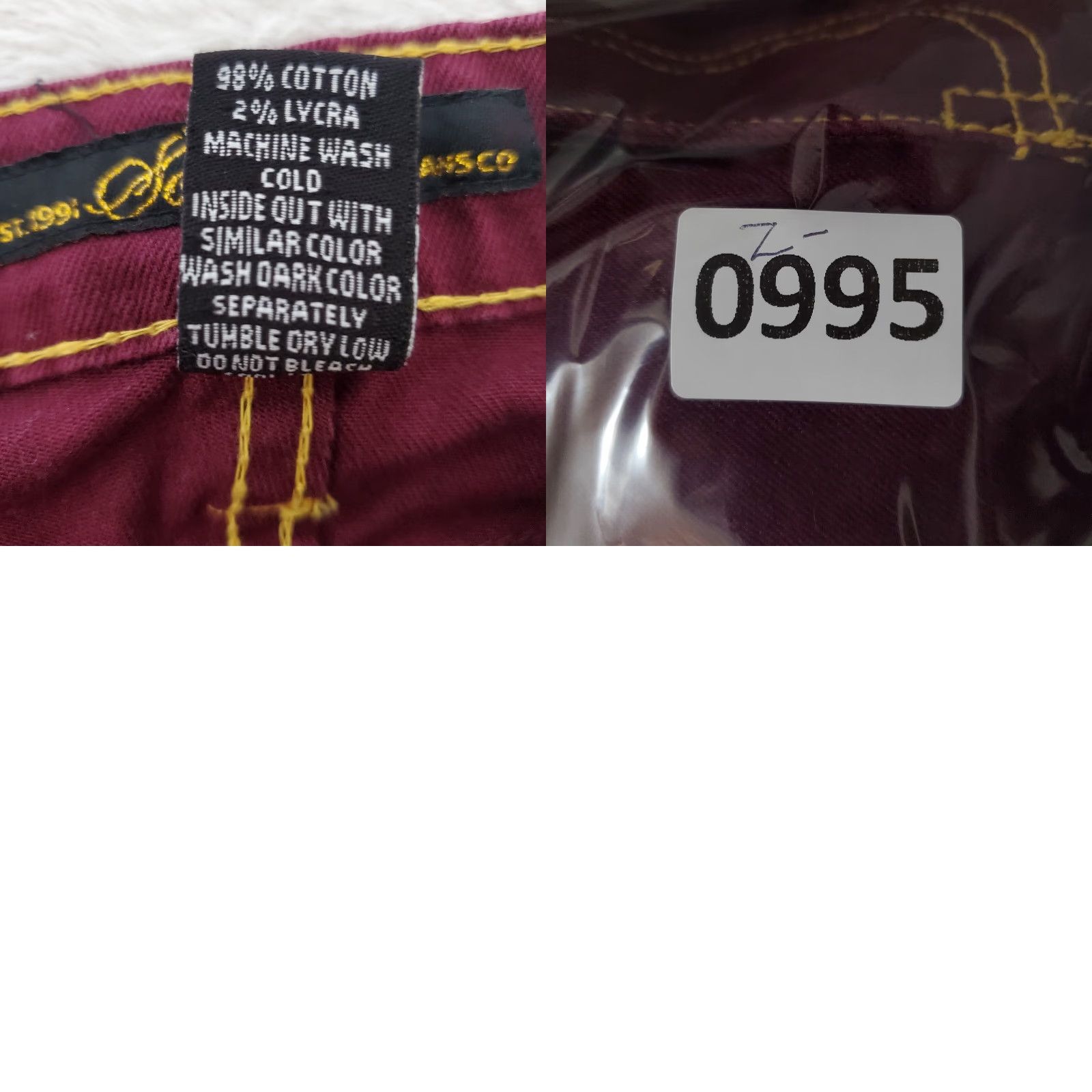 Southpole Southpole Jeans Women 7 Burgundy Low Rise Skinny Embroidered Stretch Pockets 90s Size 28" / US 6 / IT 42 - 9 Thumbnail