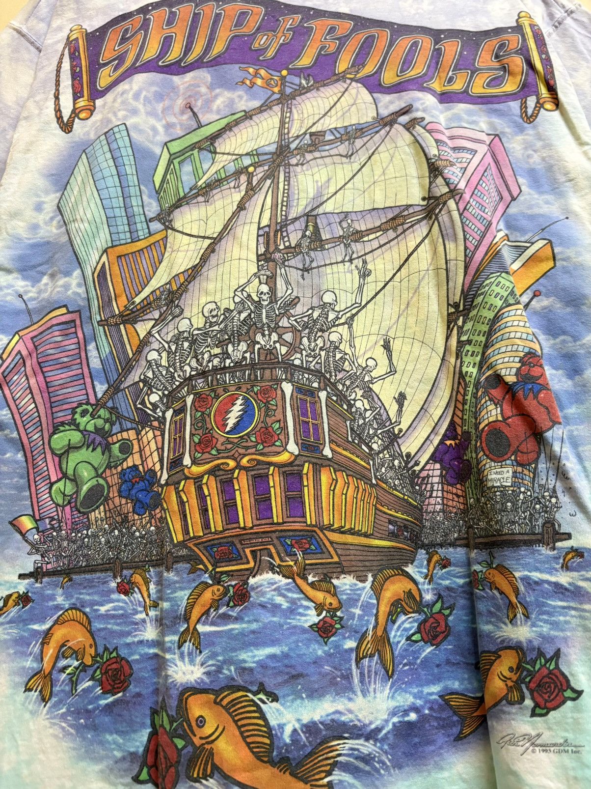 Grateful Dead × Liquid Blue Vintage 90s Grateful Dead Band Ship Of Fools Liquid Blue 93 Size US L / EU 52-54 / 3 - 6 Thumbnail