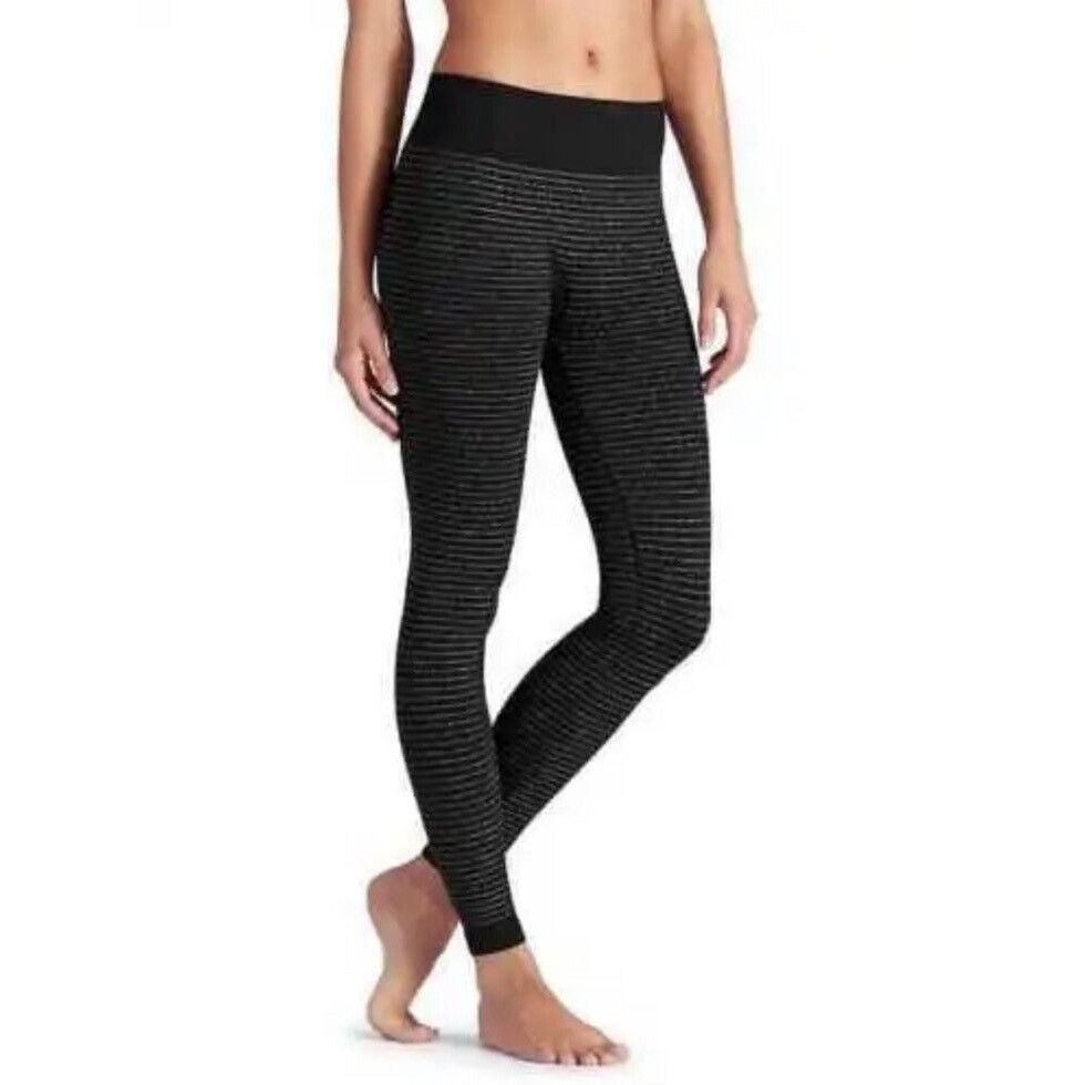 Athleta Athleta Shimmer Stripe Activewear Leggings Black Gray Yoga M Size 27" / US 4 / IT 40 - 6 Thumbnail