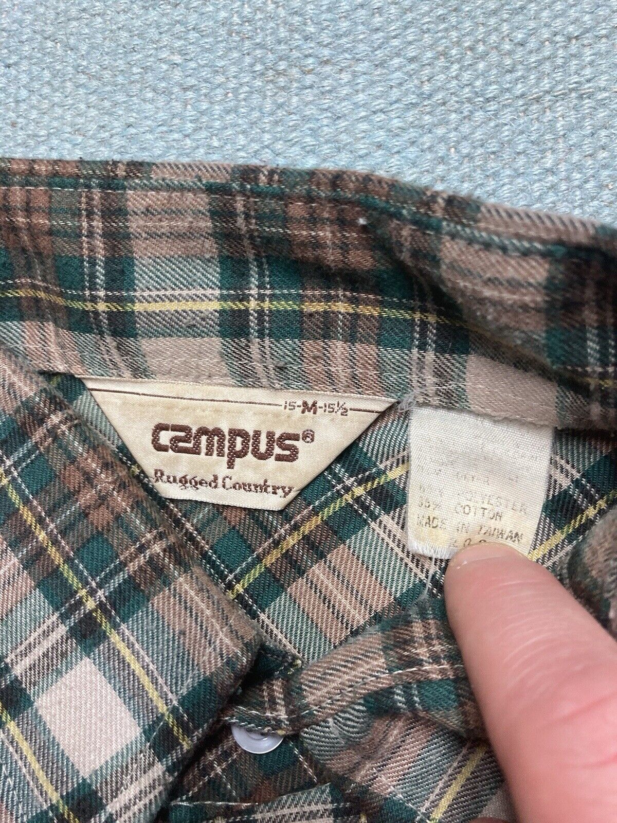 Vintage 70s flannel shirt campus Pearl snap western cowboy medium Size US M / EU 48-50 / 2 - 4 Thumbnail