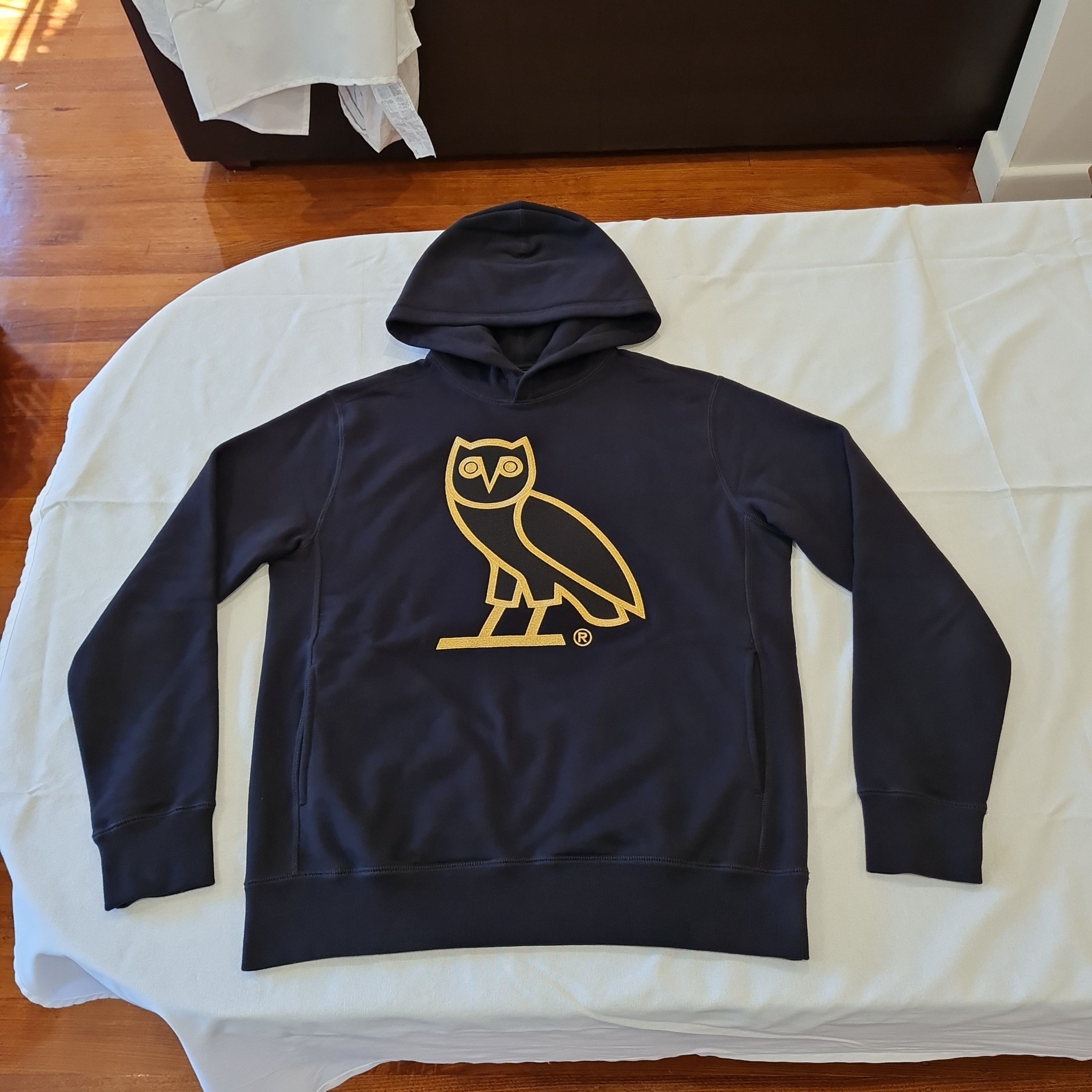 image of Octobers Very Own Drake Ovo OG Owl Hoodie Gold Embroidered Black, Men's (Size Large)