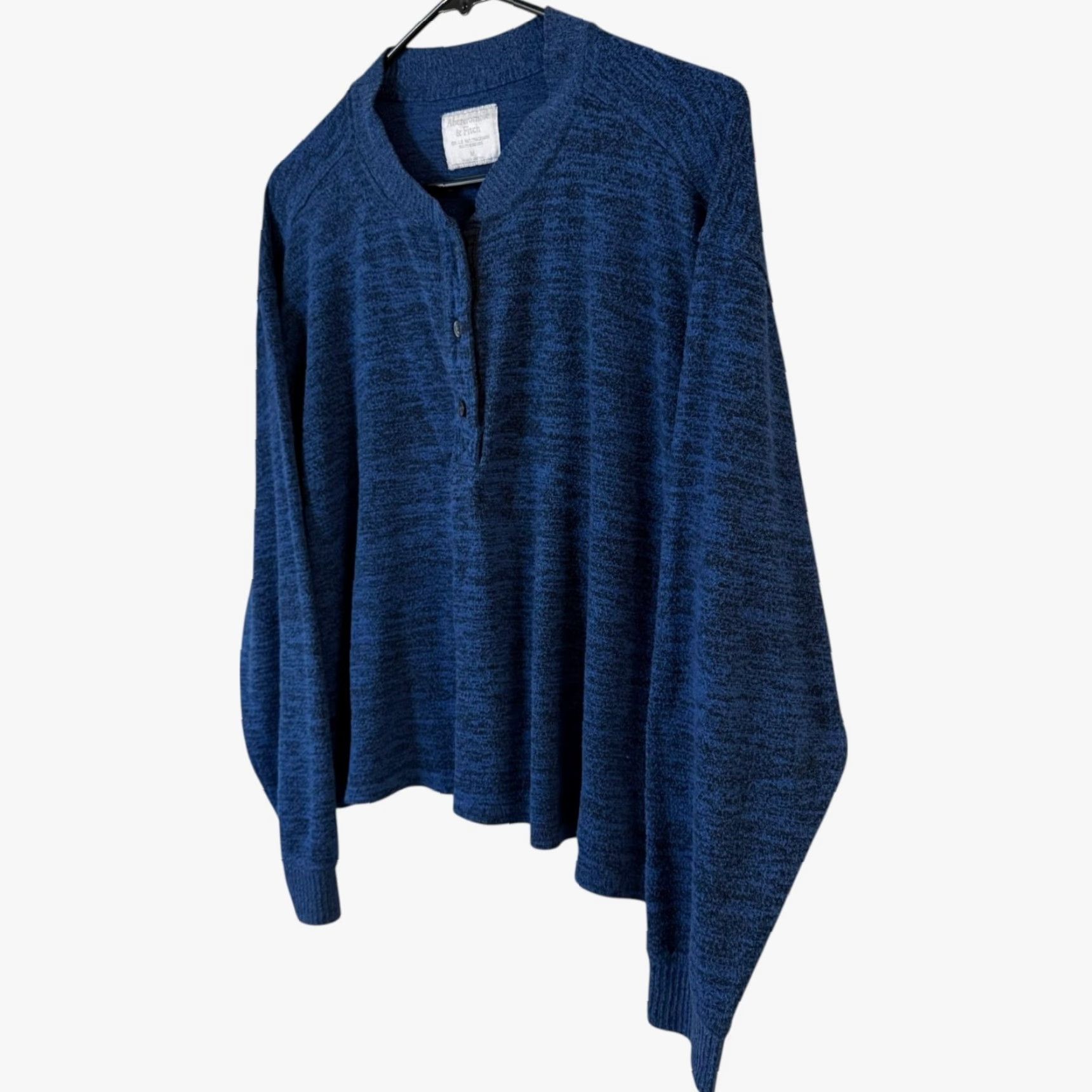 Abercrombie & Fitch Abercrombie & Fitch Henley Shirt Blue Women's M Textured Knit Long-Sleeve Size M / US 6-8 / IT 42-44 - 2 Thumbnail