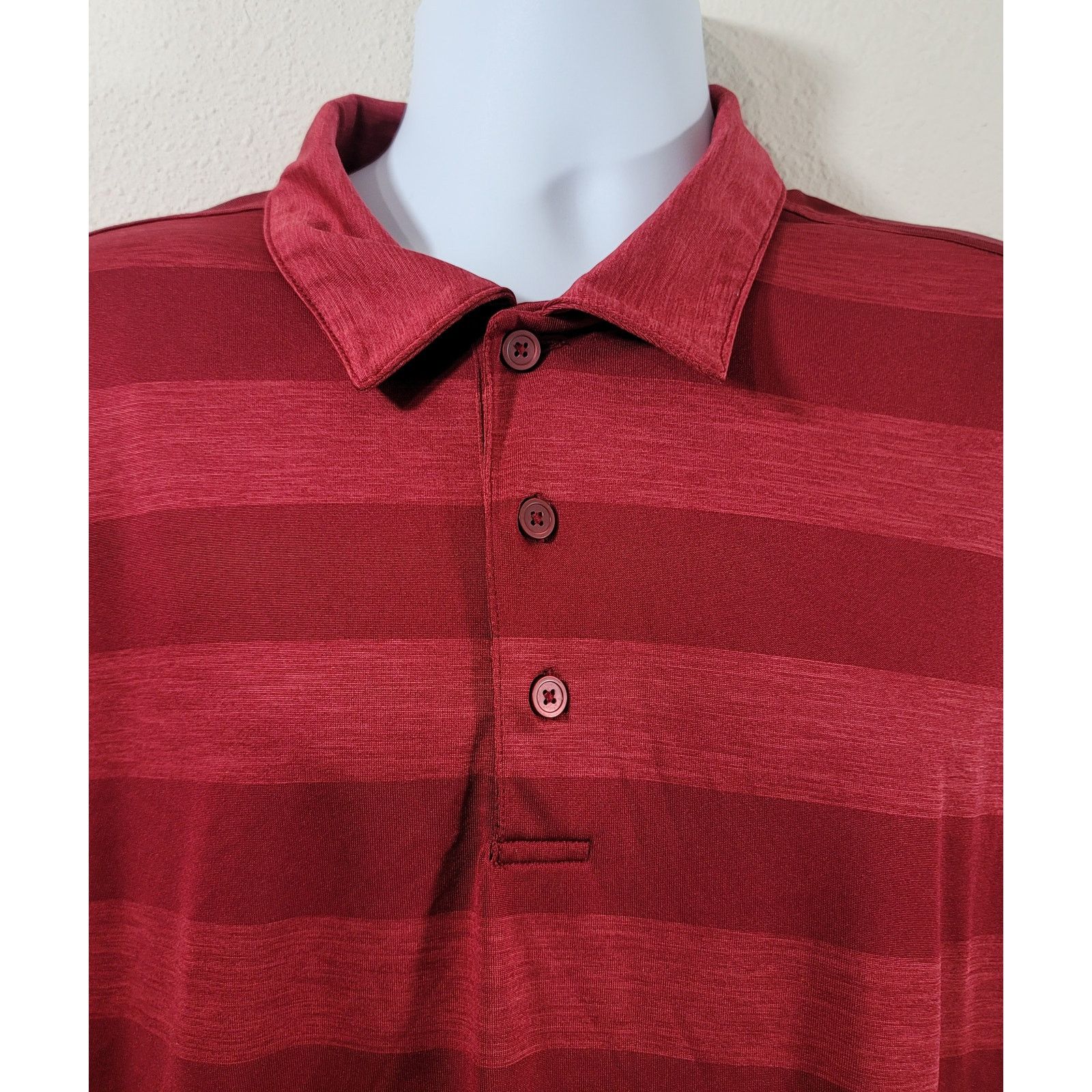 George George Burgundy Striped Polo Shirt XL Lightweight Soft Size US XL / EU 56 / 4 - 5 Thumbnail