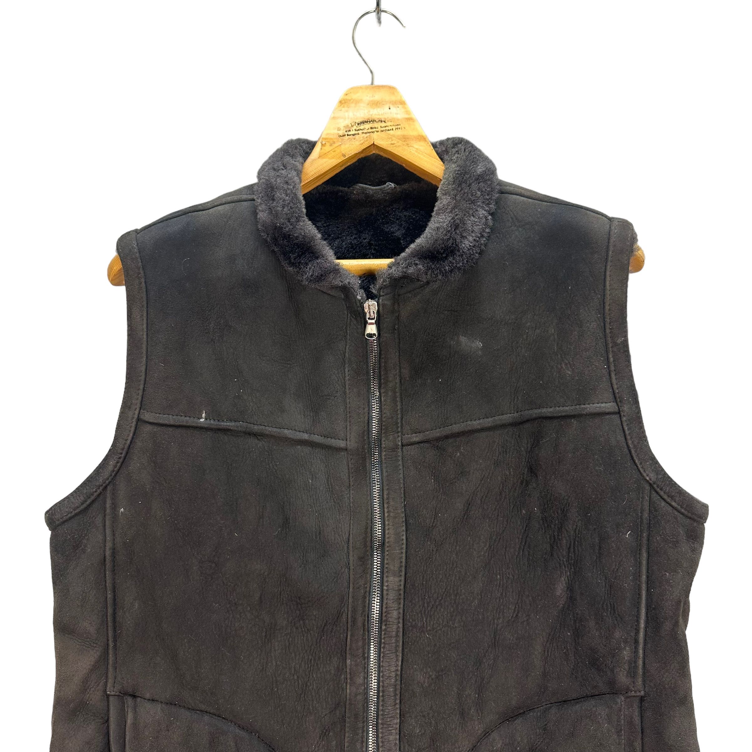 Japanese Brand TRASHED🔥 EMMETI DI FRANCO SUEDE SHERPA VEST #7850-183 Size US S / EU 44-46 / 1 - 2 Thumbnail