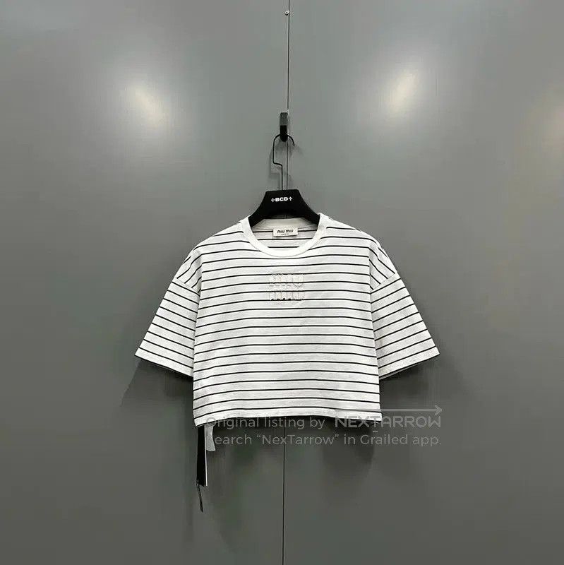 Miu Miu Miu Miu Striped Summer Crop T-Shirt . Size XS / US 0-2 / IT 36-38 - 1 Thumbnail