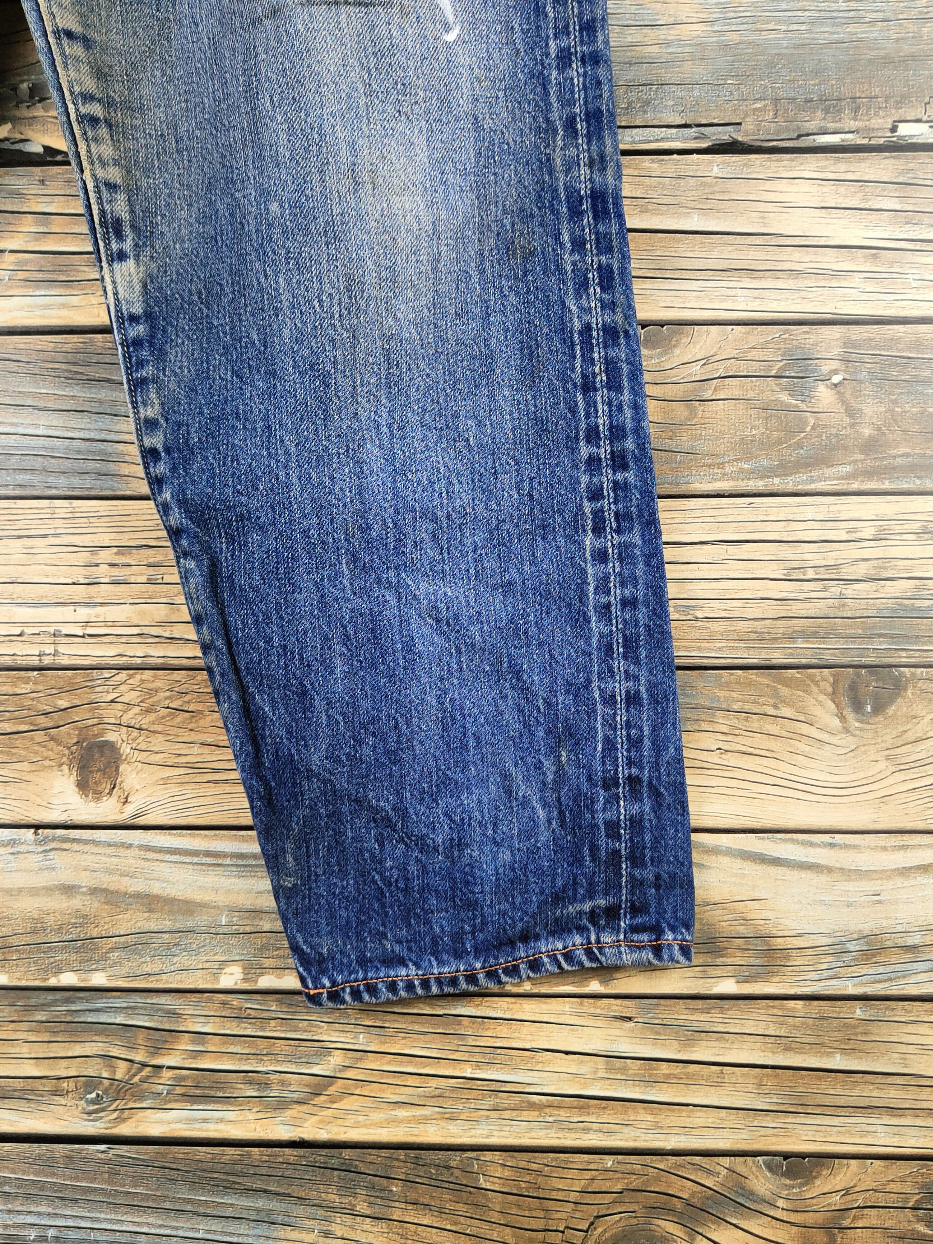 Japanese Brand DL D.M.G Dark Blue Distressed Ripped denim Jeans #46-959 Size US 28 / EU 44 - 6 Thumbnail