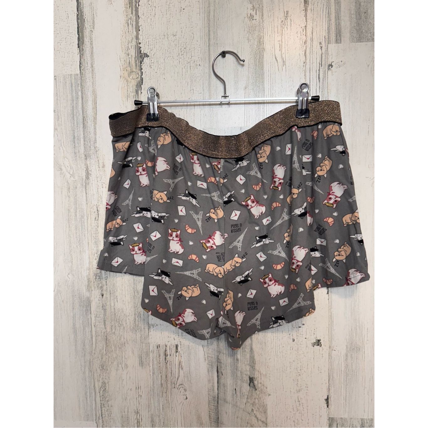 Other Pusheen the Cat Paris Print Pajama Shorts Metallic Waistband Size ONE SIZE - 2 Thumbnail