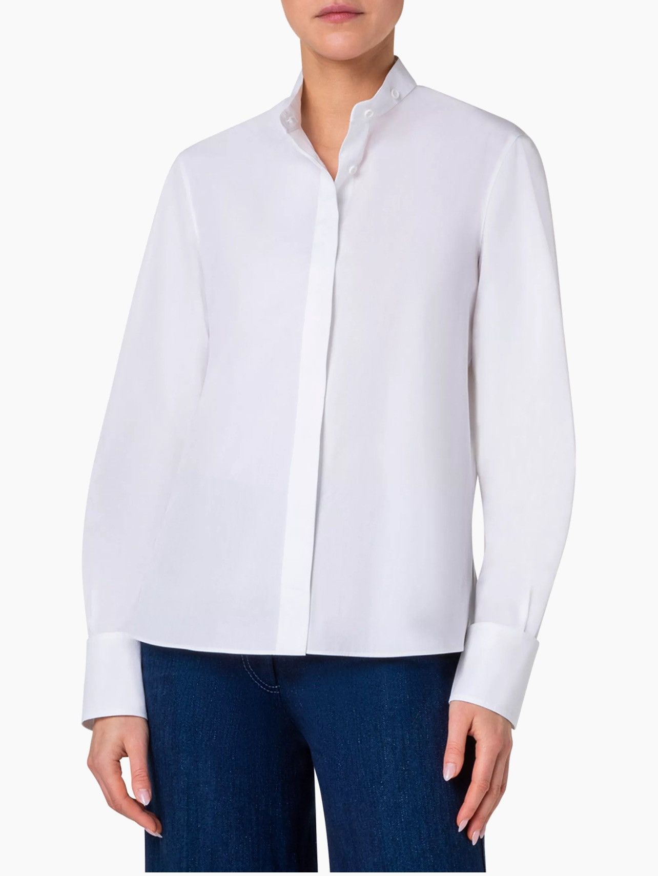 Akris Akris punto Embellished Collar Cotton Shirt size 4 Size S / US 4 / IT 40 - 2 Thumbnail