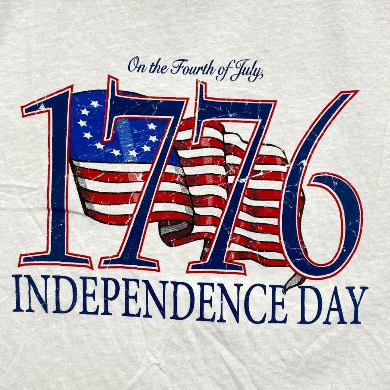 Other 1776 Independence Day On The Fourth Of July Souvenir Graphic White T-Shirt Large Mens Short Sleeve Crew Neck Cotton White 1776 Size US L / EU 52-54 / 3 - 2 Thumbnail