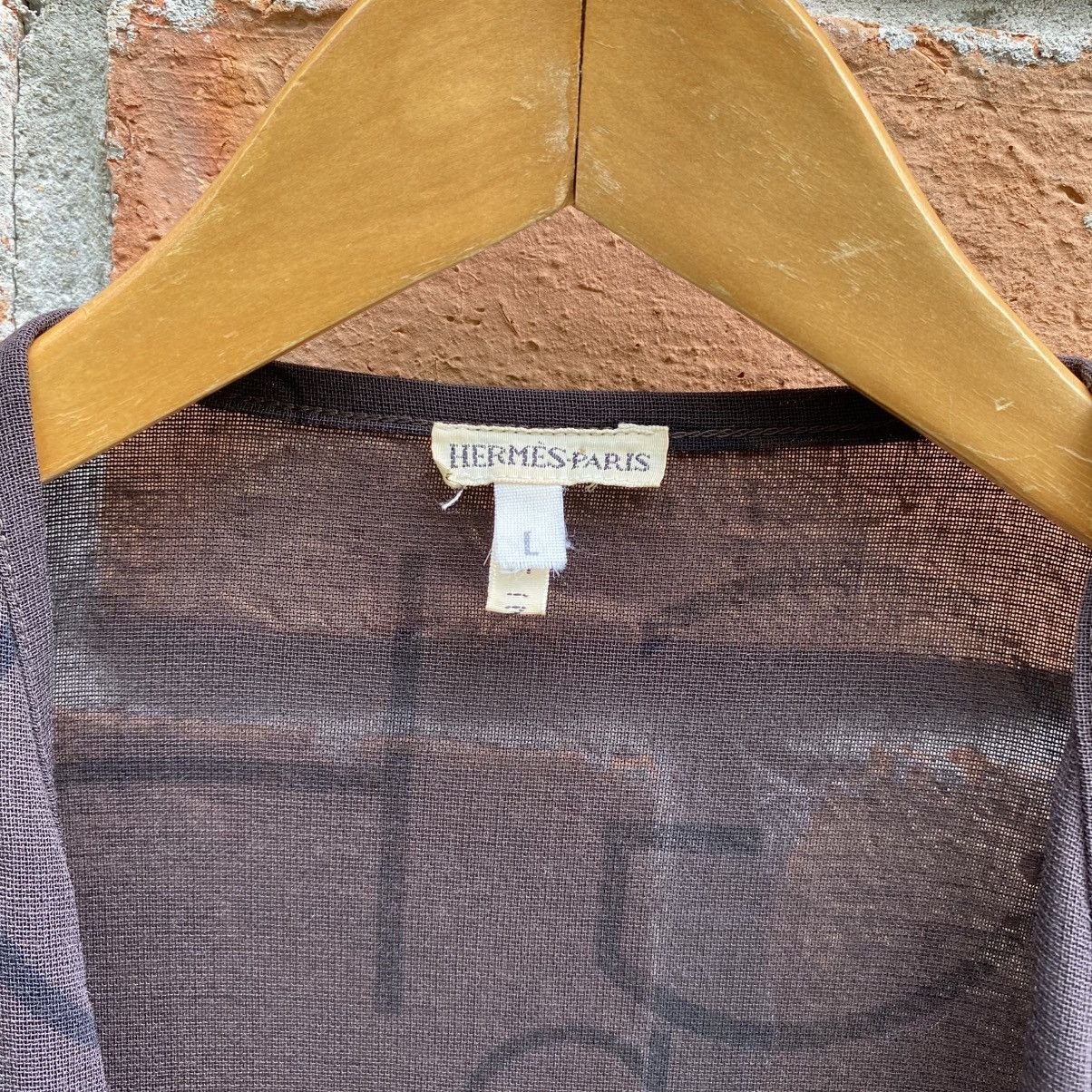Hermes HERMES PARIS Dark Brown Printed Font Cardigan Size L / US 10 / IT 46 - 4 Thumbnail