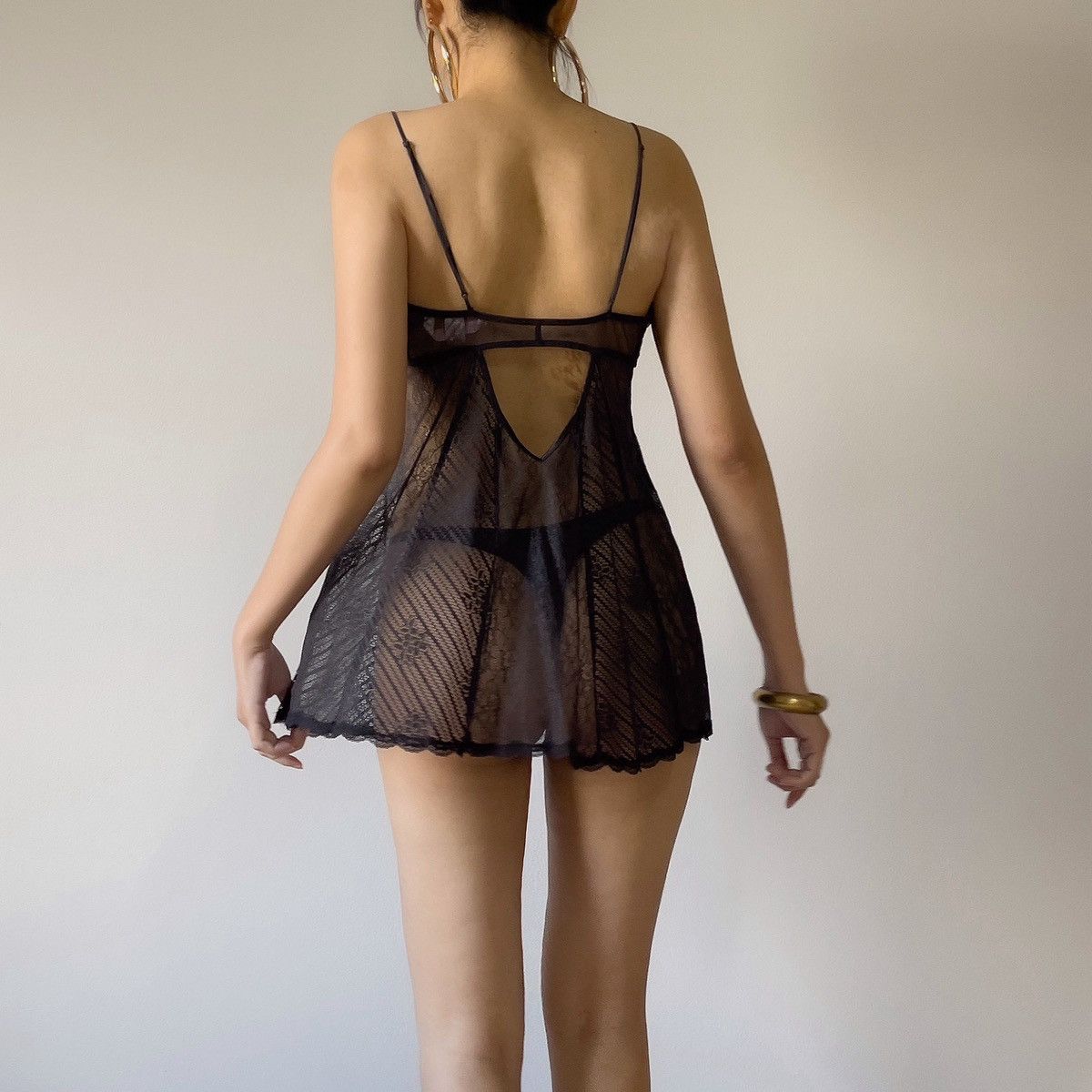 Victoria's Secret Vintage Black Silk & Lace Mini Slip Dress (S-M) Size M / US 6-8 / IT 42-44 - 5 Thumbnail